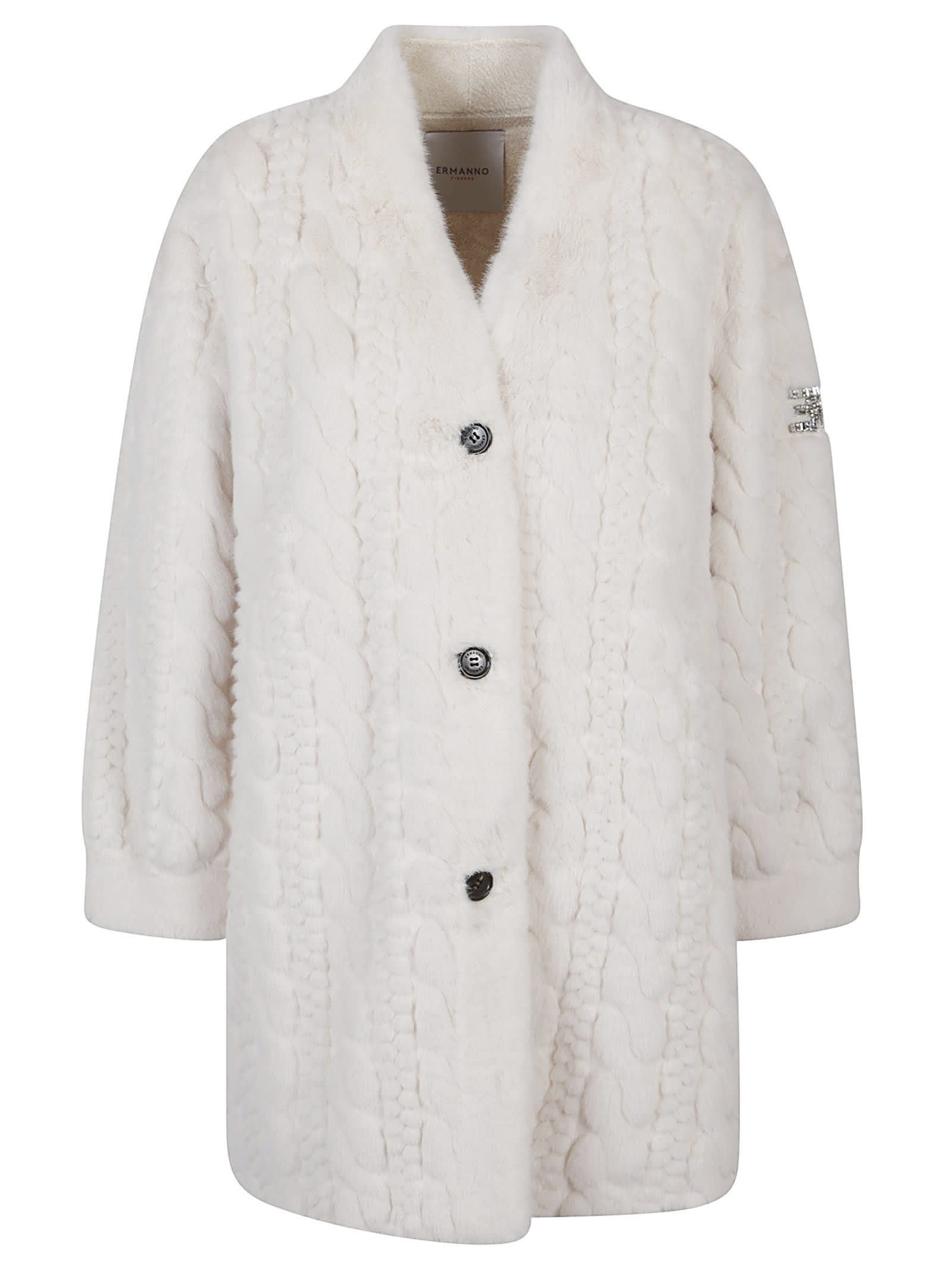 Ermanno Firenze Button Long-sleeved Coat In White