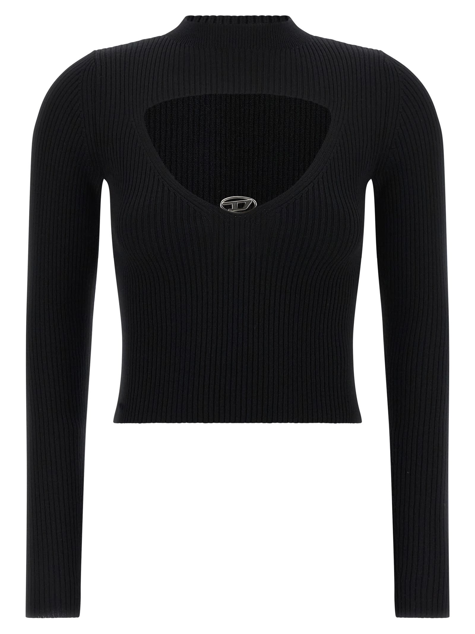 Diesel Womens 9xx M-olina Cut-out Wool Knitted Top In Black