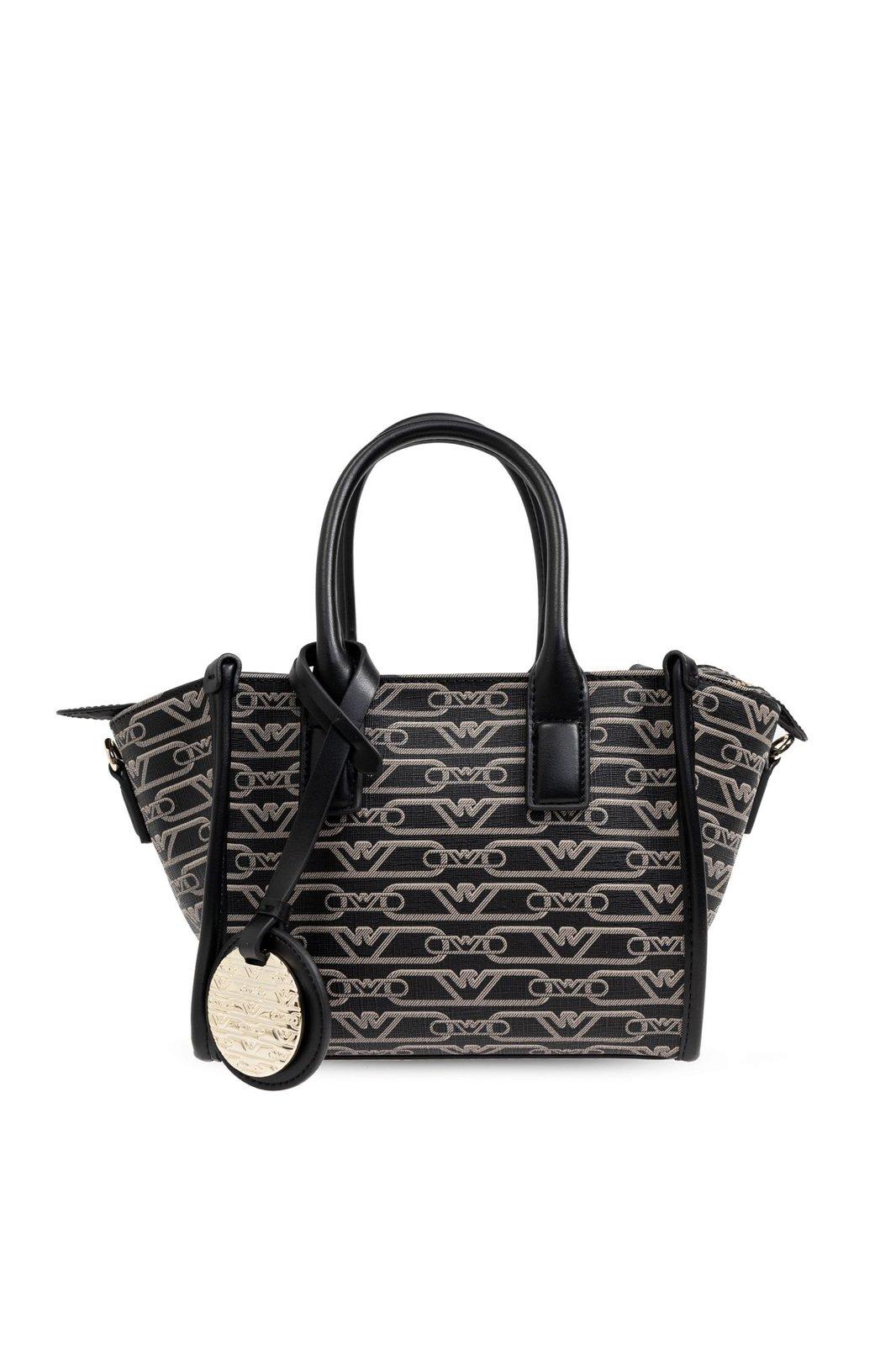 Shop Emporio Armani Shoulder Bag With Monogram In Black