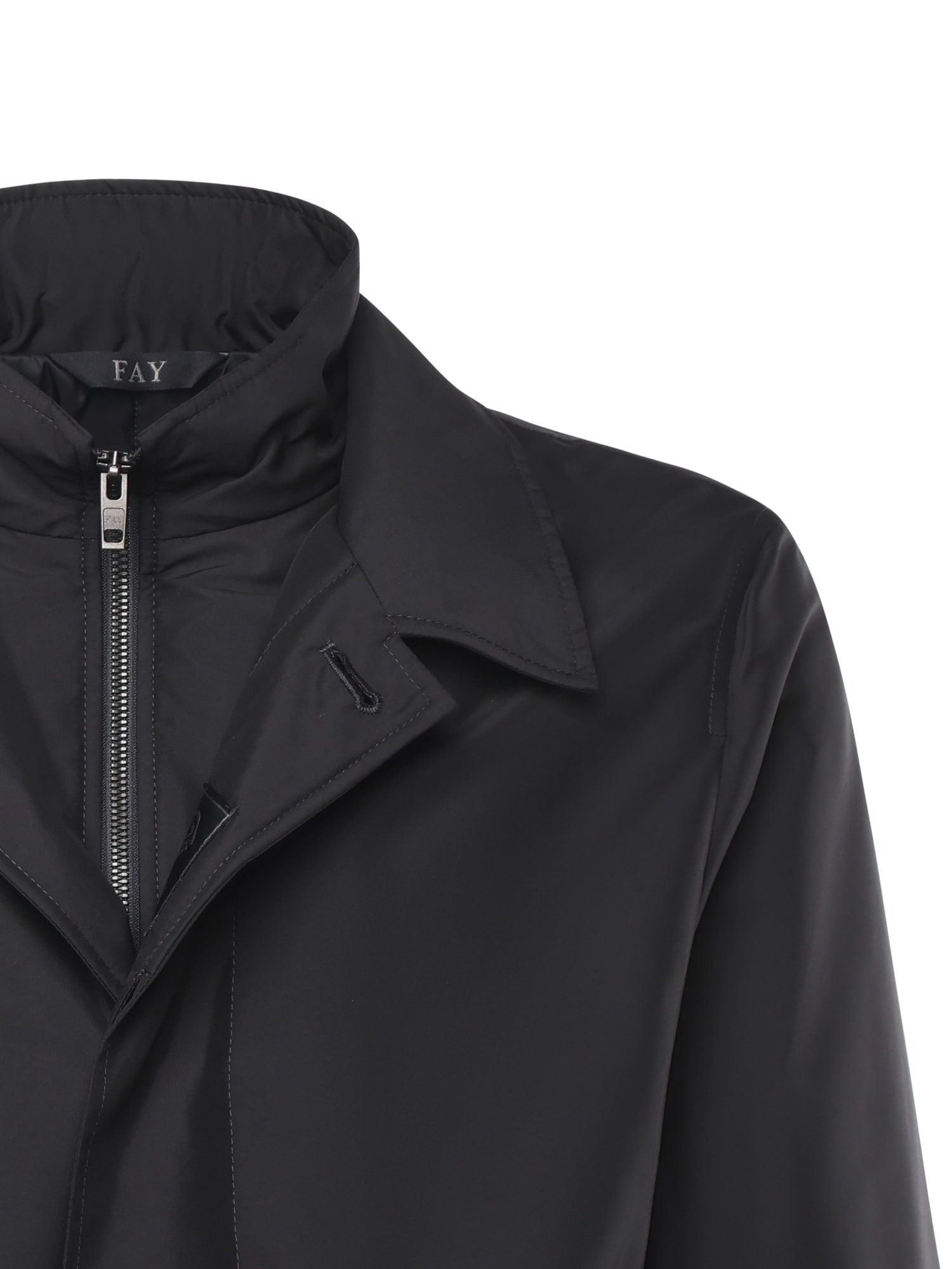 Fay Morning Coat In Technical Poplin In Blue