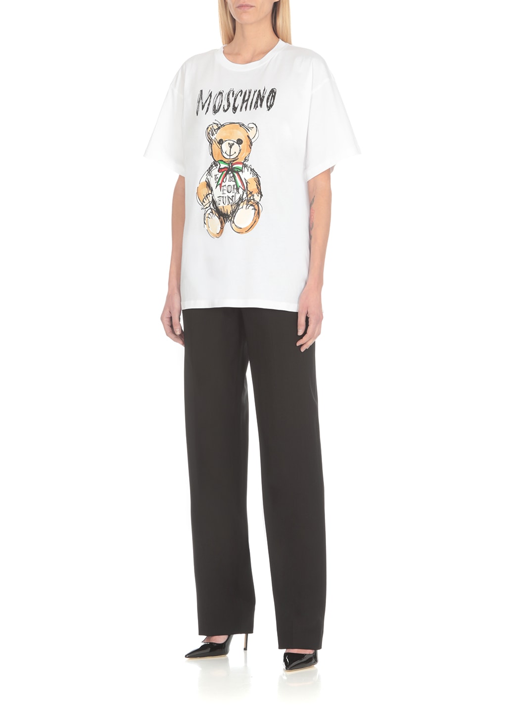 Shop Moschino Drawn Teddy Bear T-shirt In White