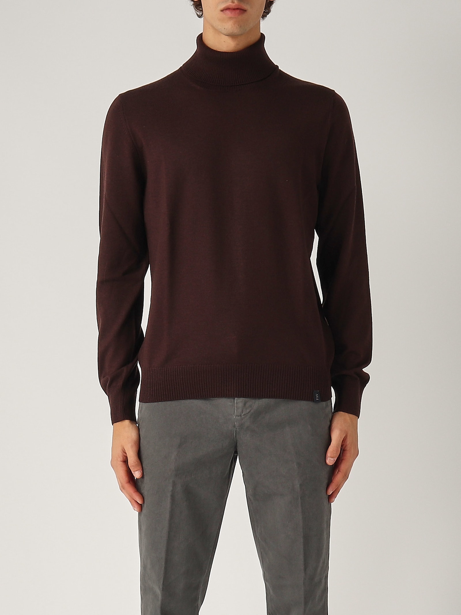 Shop Fay Maglia Dolcevita Uomo Sweater In Marrone