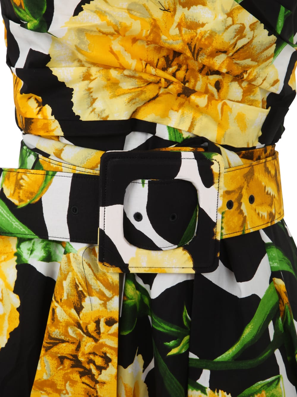 Shop Samantha Sung Carole Tube Neck Straple Sleeves Midi Dress With Carnation Giraffe Printing In Yellow