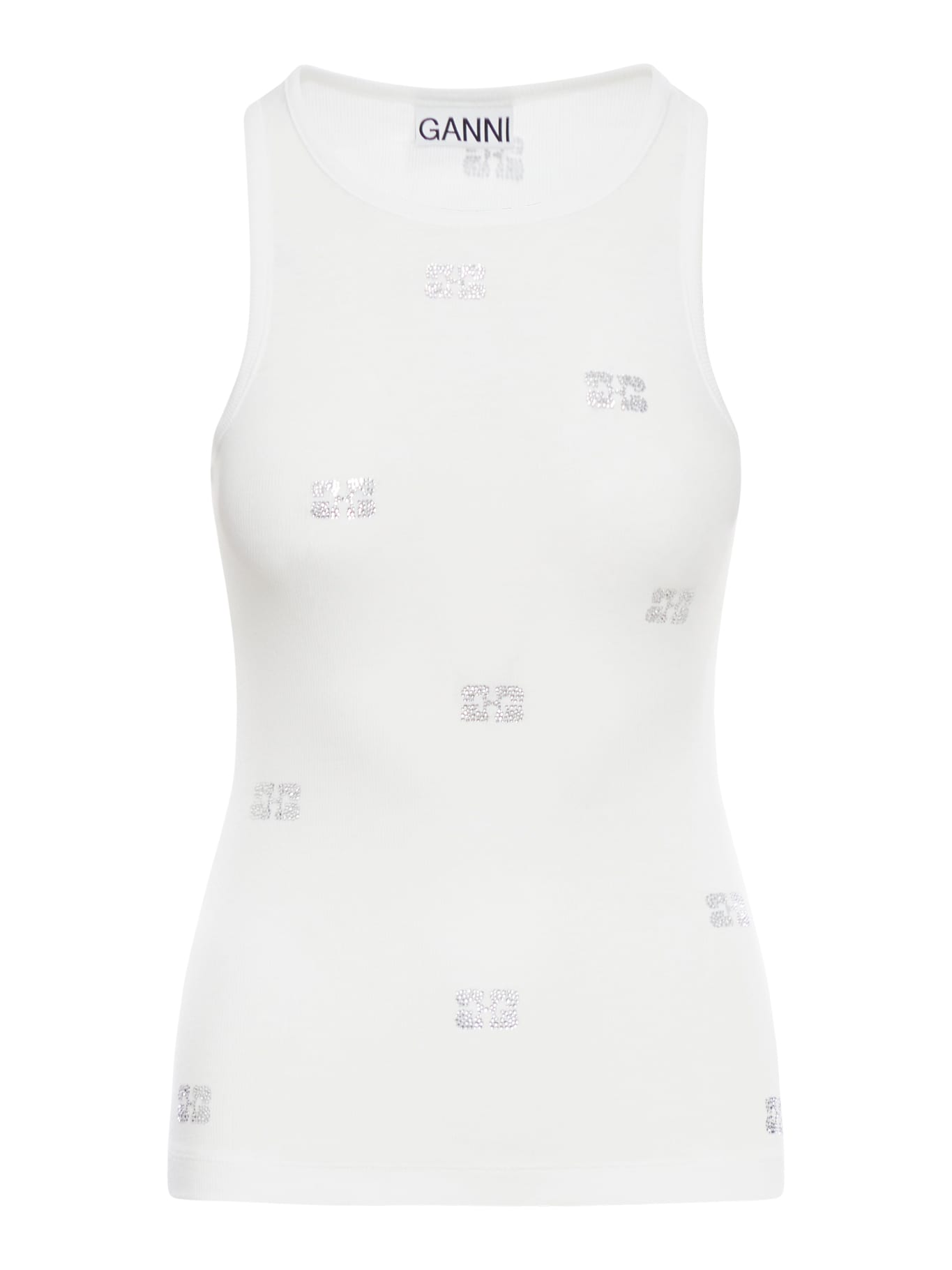 White Rhinestone Butterfly Tank Top