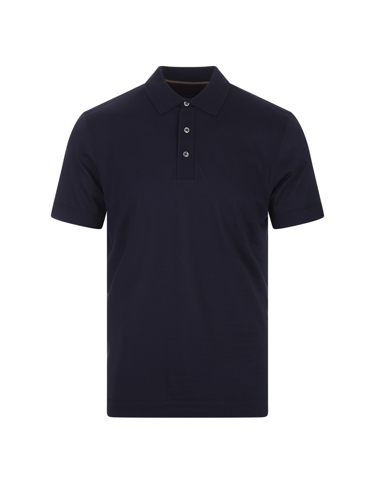 Shop Hugo Boss Dark Blue Silk And Cotton Polo Shirt