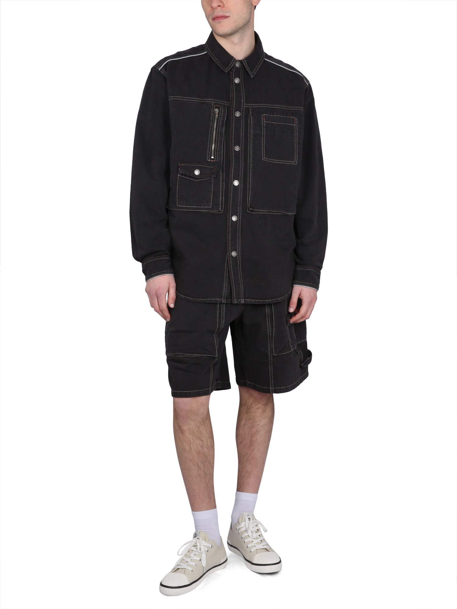 Isabel Marant Pascual Denim Jacket Chest Pockets In Black