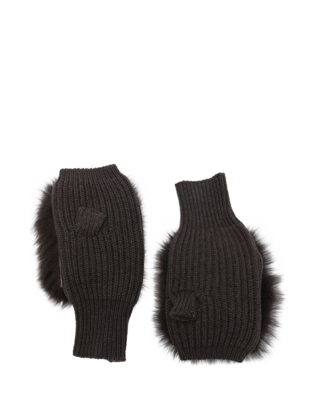Alpo Cashmere Fur Gloves In Brown