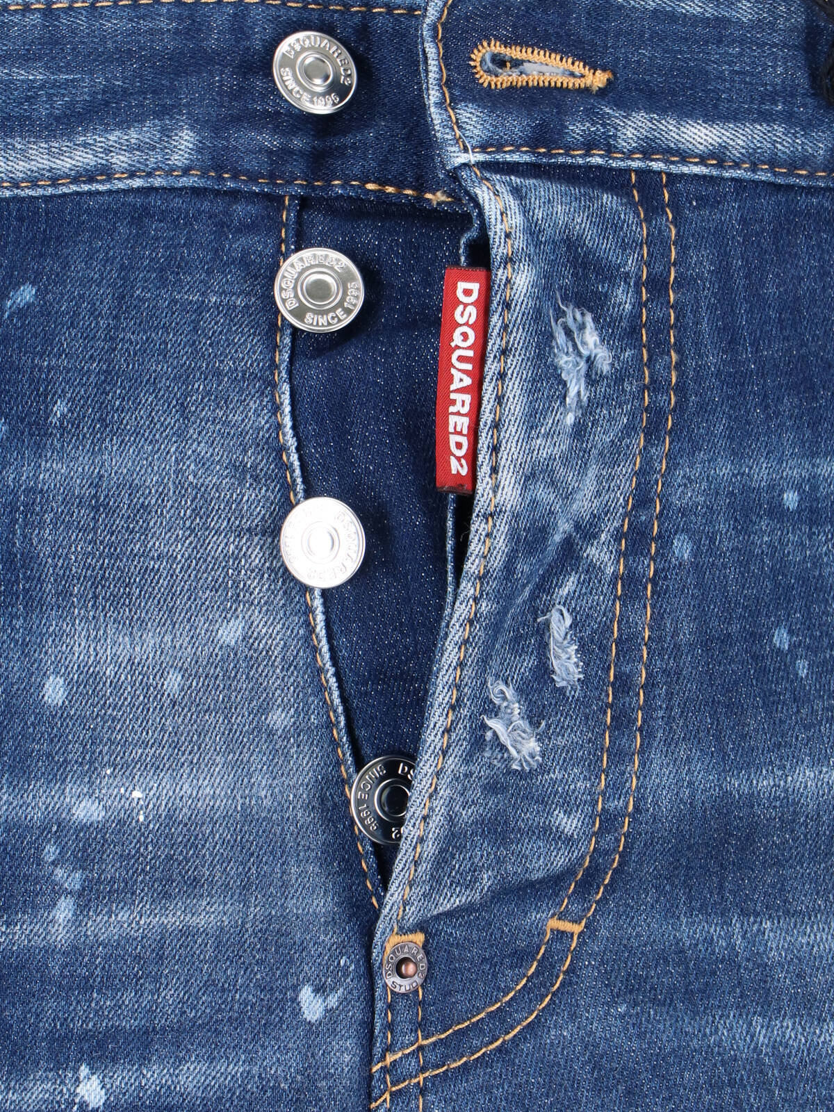 Dsquared2 Straight Leg Trousers Distressed Styling In Blue