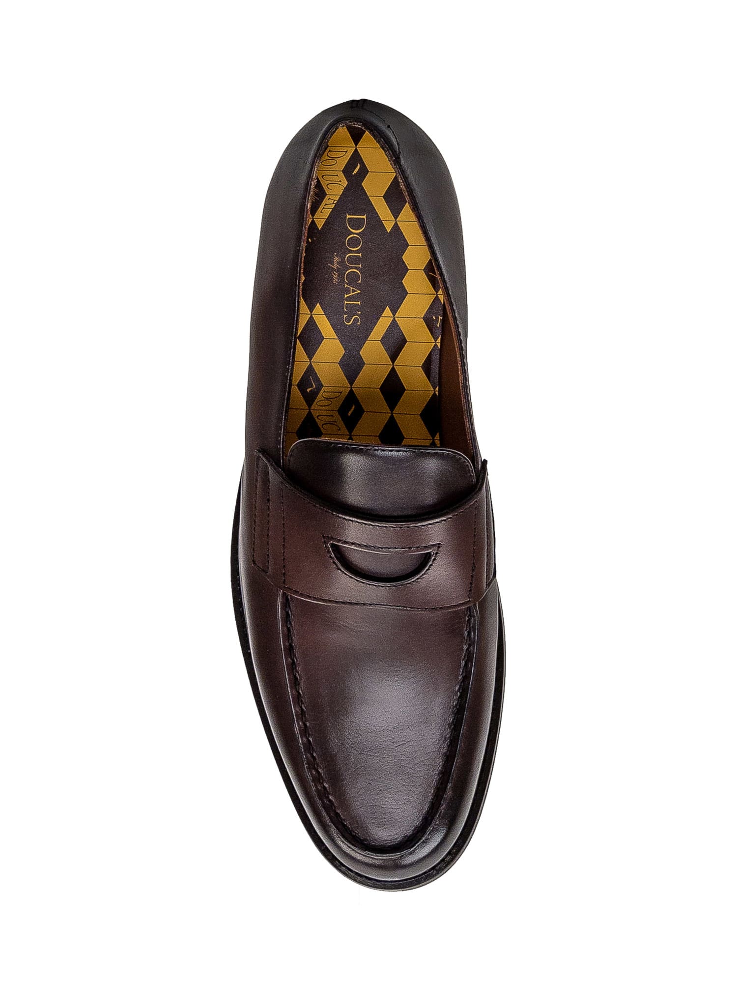 Shop Doucal's Leather Loafer In T Moro Scuro-fdo T.moro