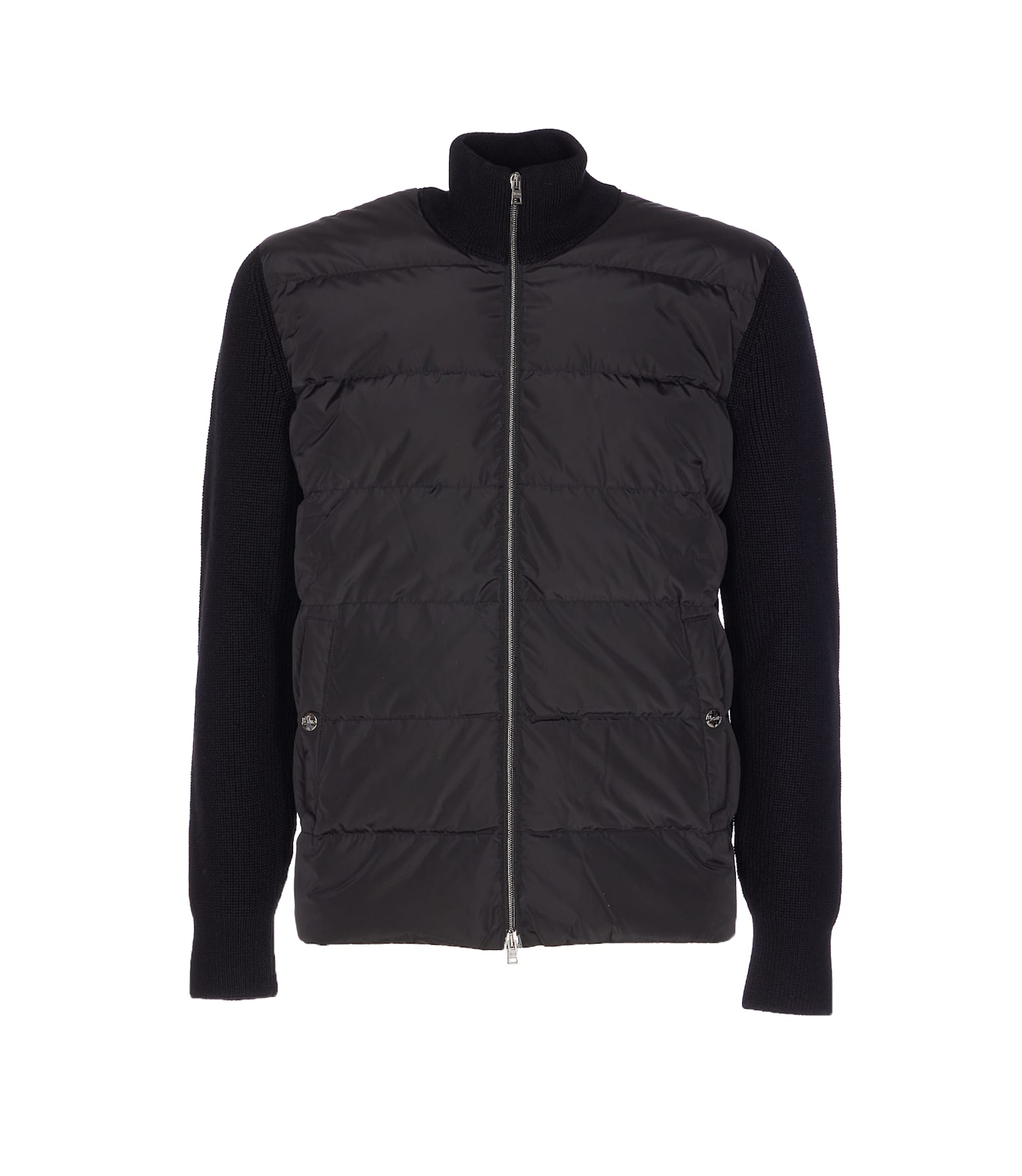 Herno Knitted And Padded Cardigan In Black