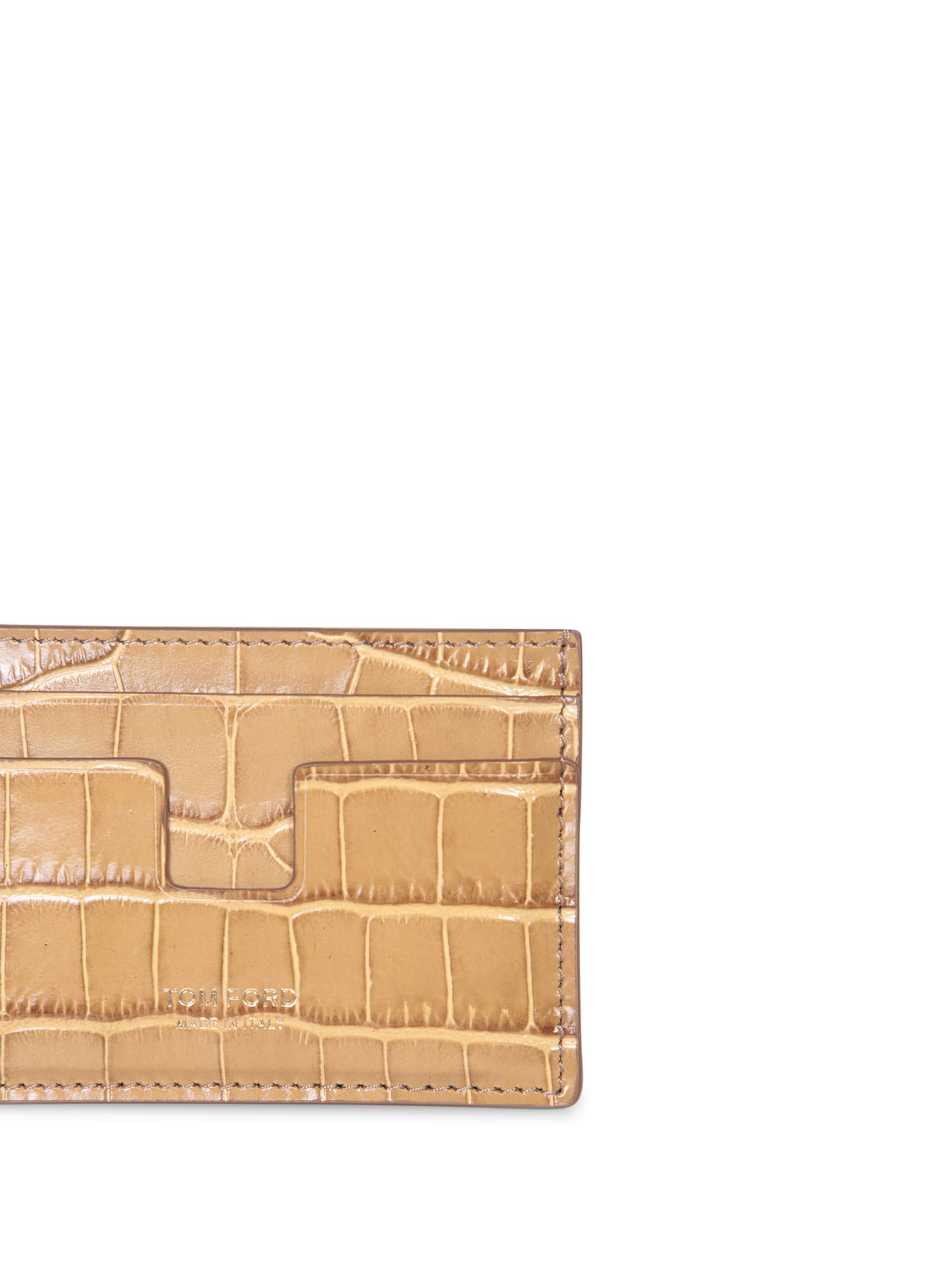 Shop Tom Ford Beige Crocodile Card Holder