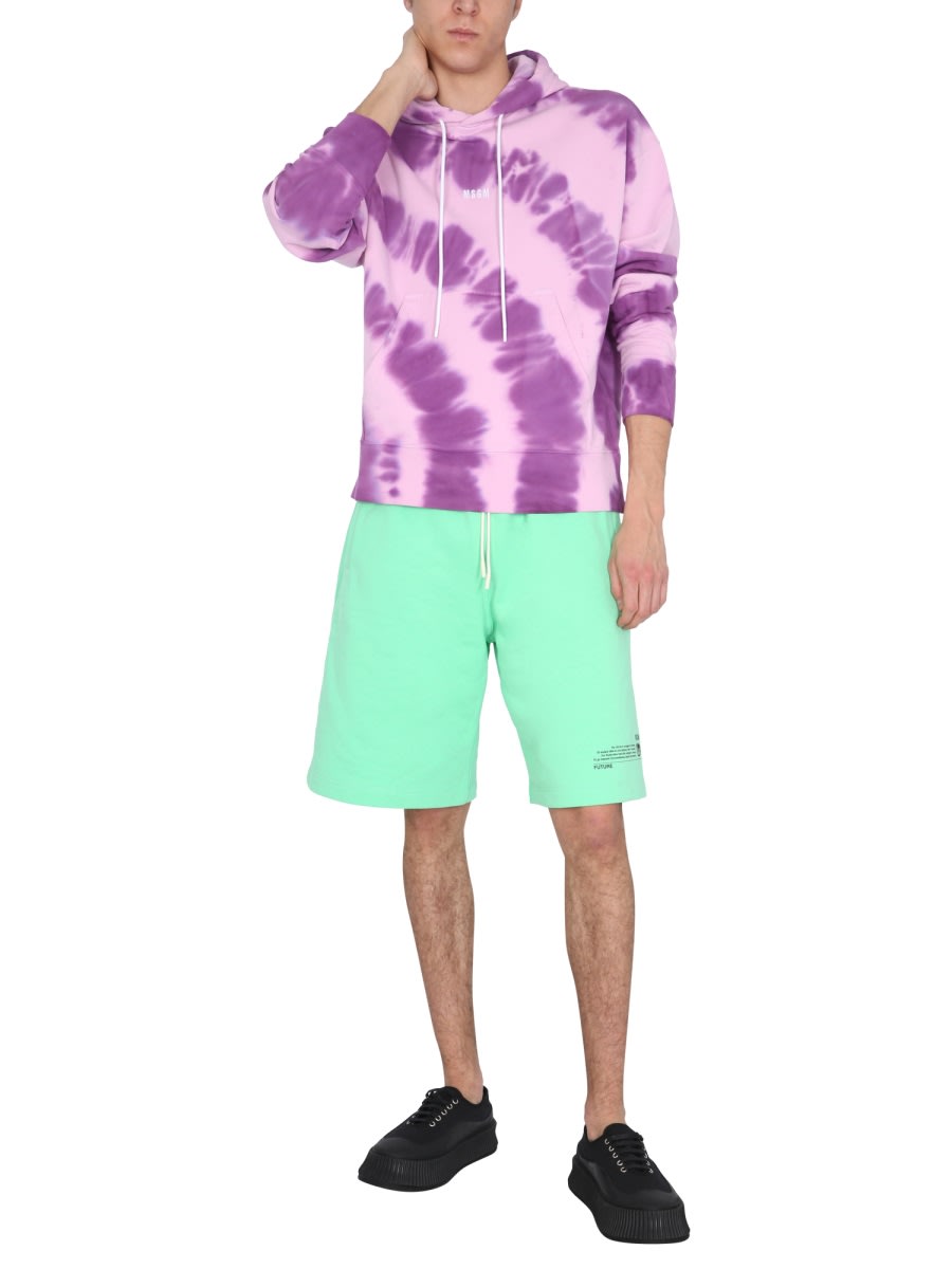 Shop Msgm Printed Sweatshirt With Micro Logo In Lilac