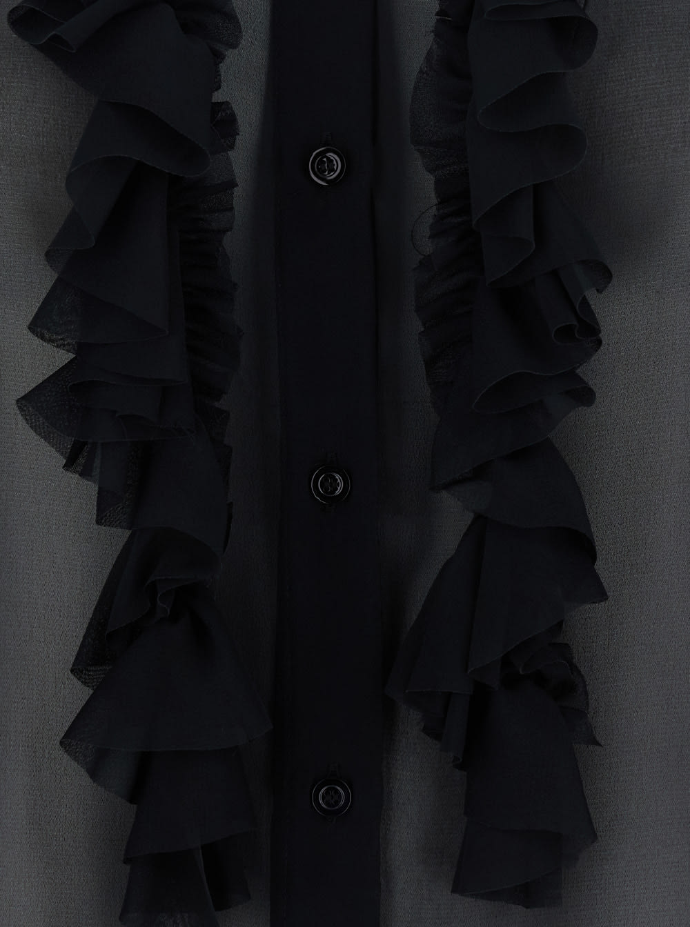Semicouture Black Blouse With Classic Collar And Ruched Detail On The Front In Silk Blend Woman In Black