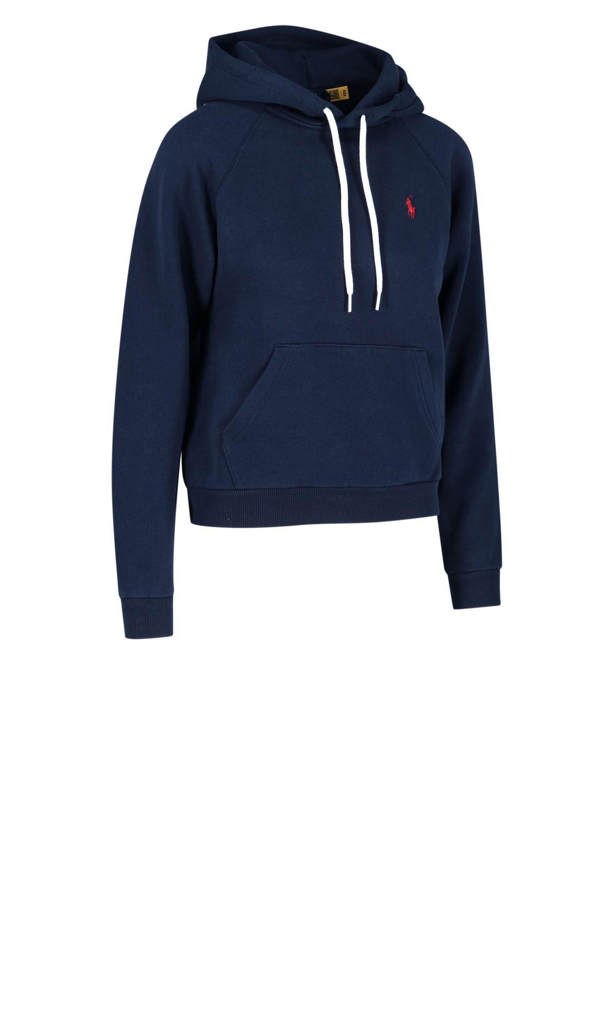 Shop Polo Ralph Lauren Logo Hoodie In Cruise Navy