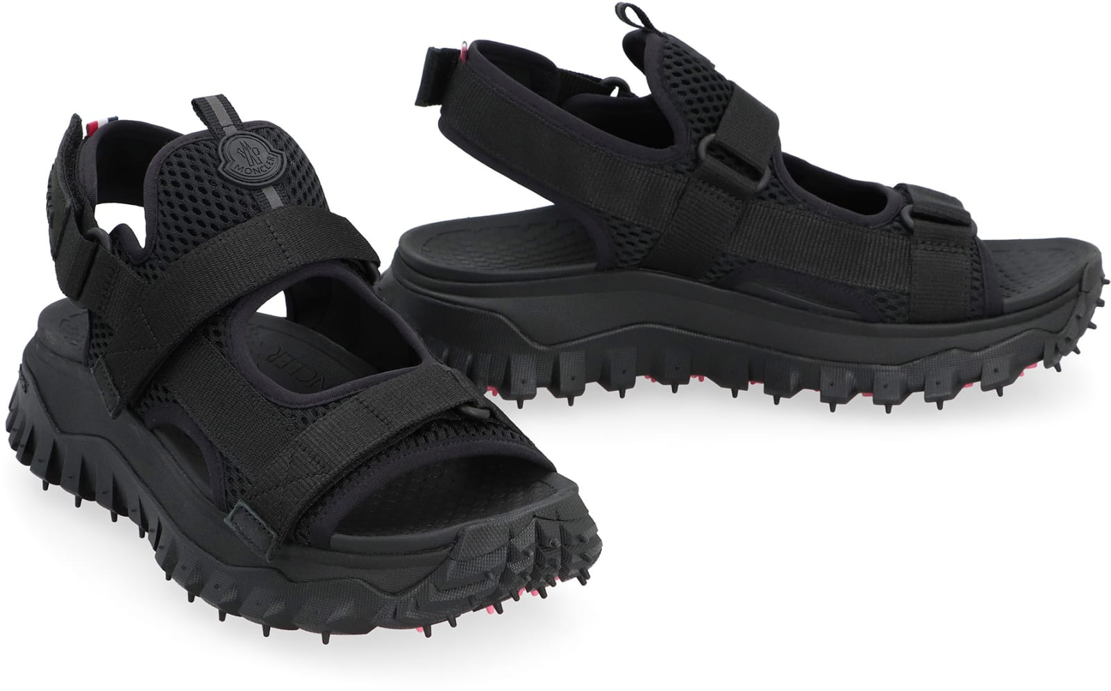 Shop Moncler Trailgrip Vela Flat Sandals In Black