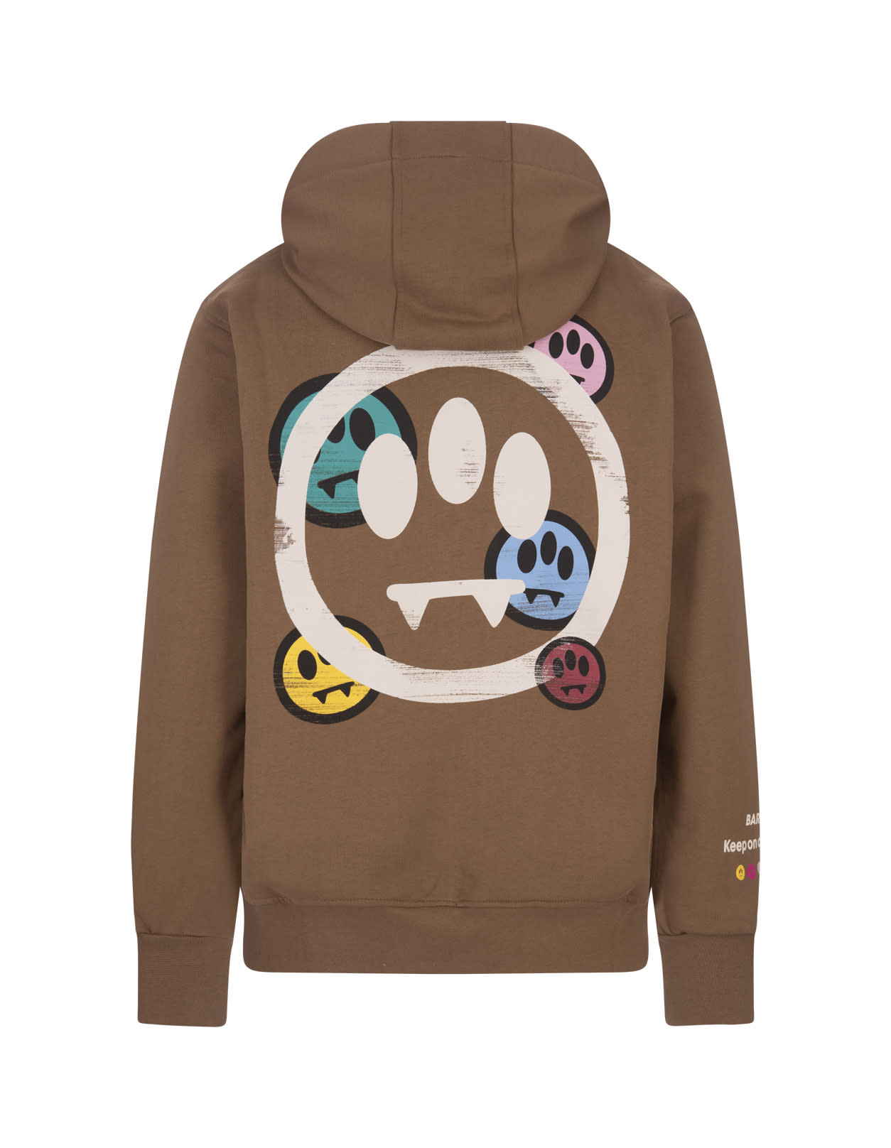 Shop Barrow Brown Hoodie With Logo And Smile