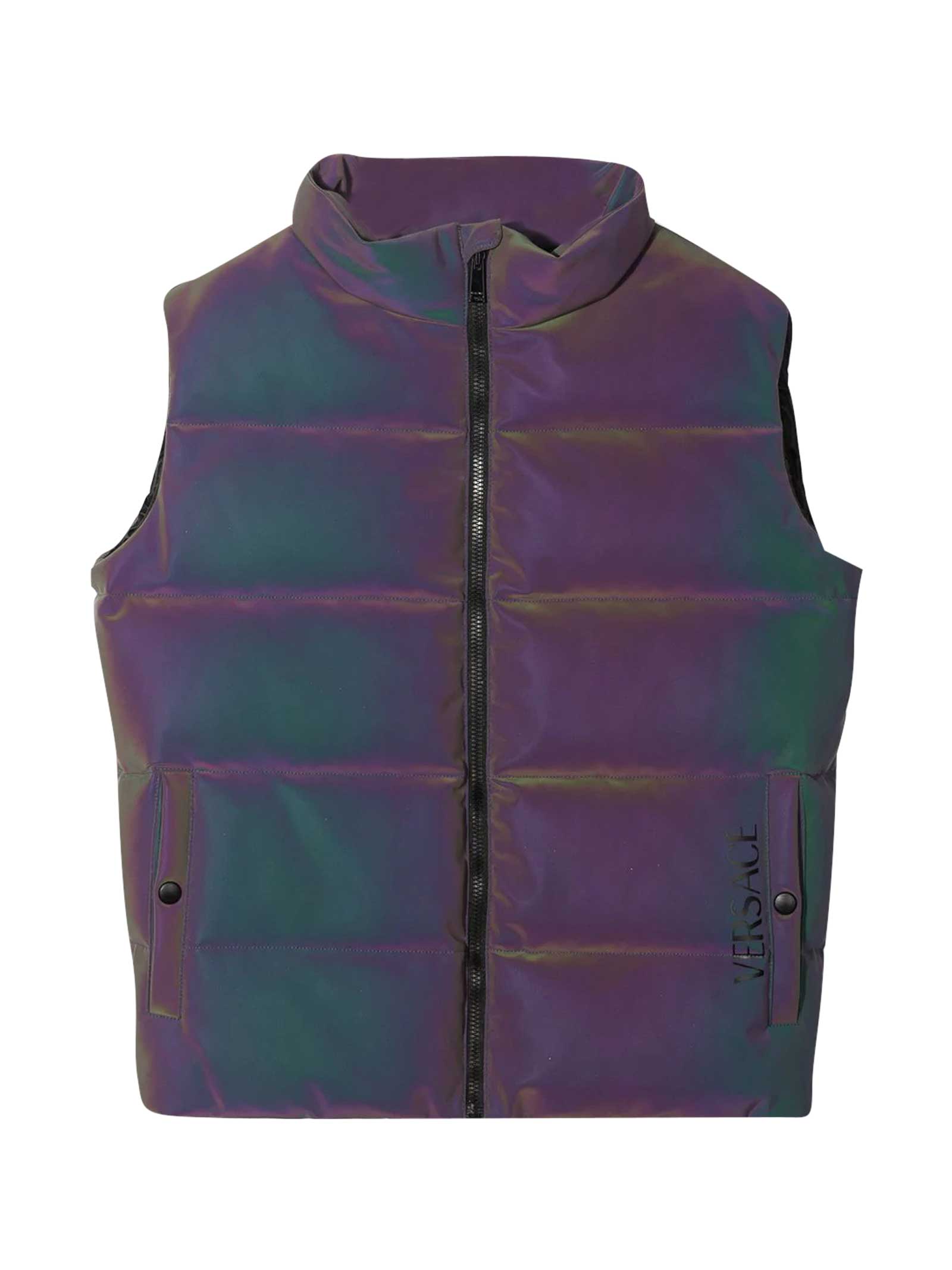 Versace Purple Padded Vest With Young Print
