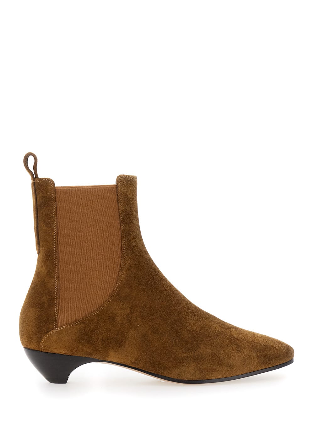 allegra Chelsea Beige Ankle Boots With Elastic Panels In Suede Woman