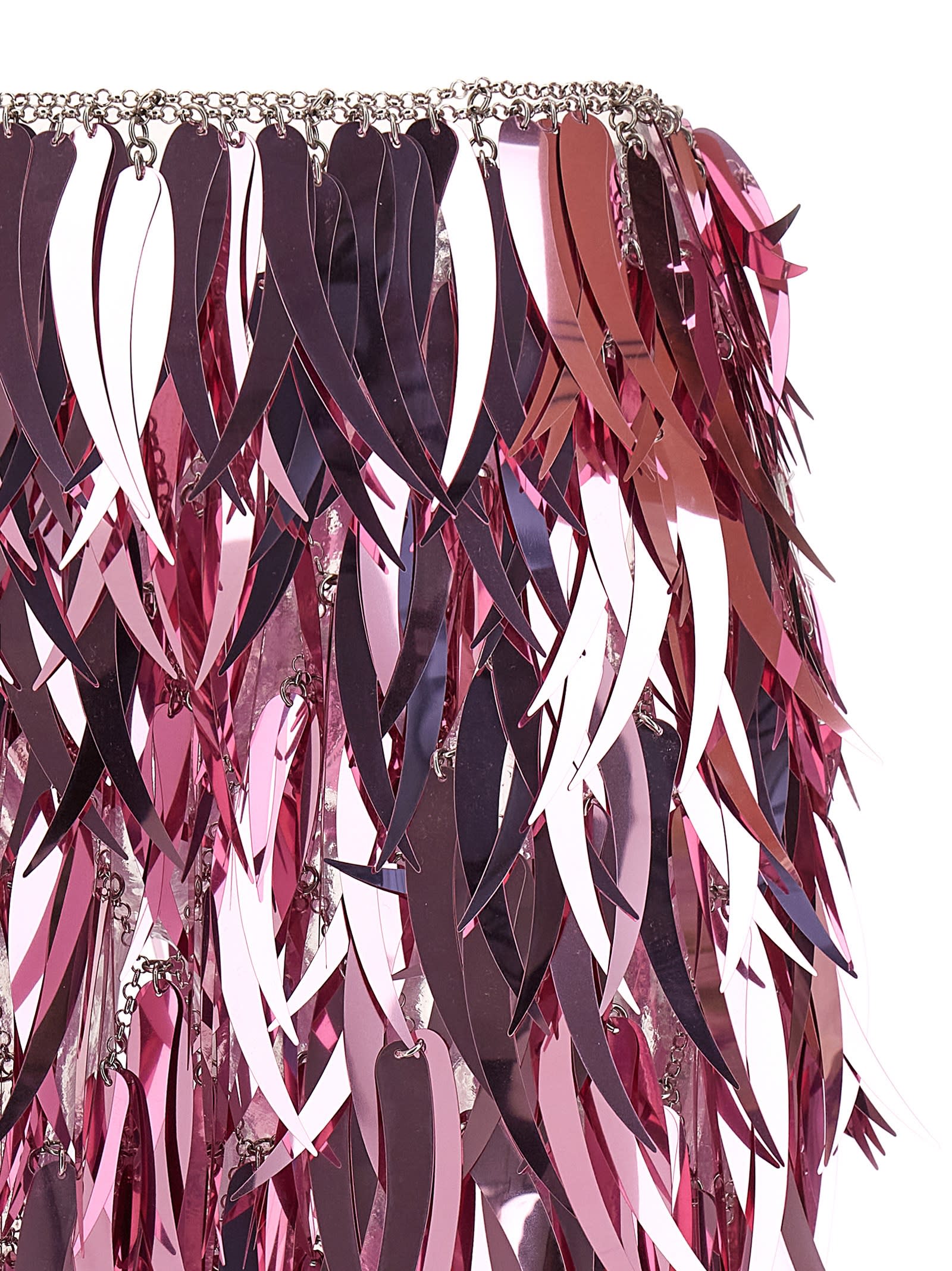 Shop Rabanne Metallic Feather Skirt In Pink