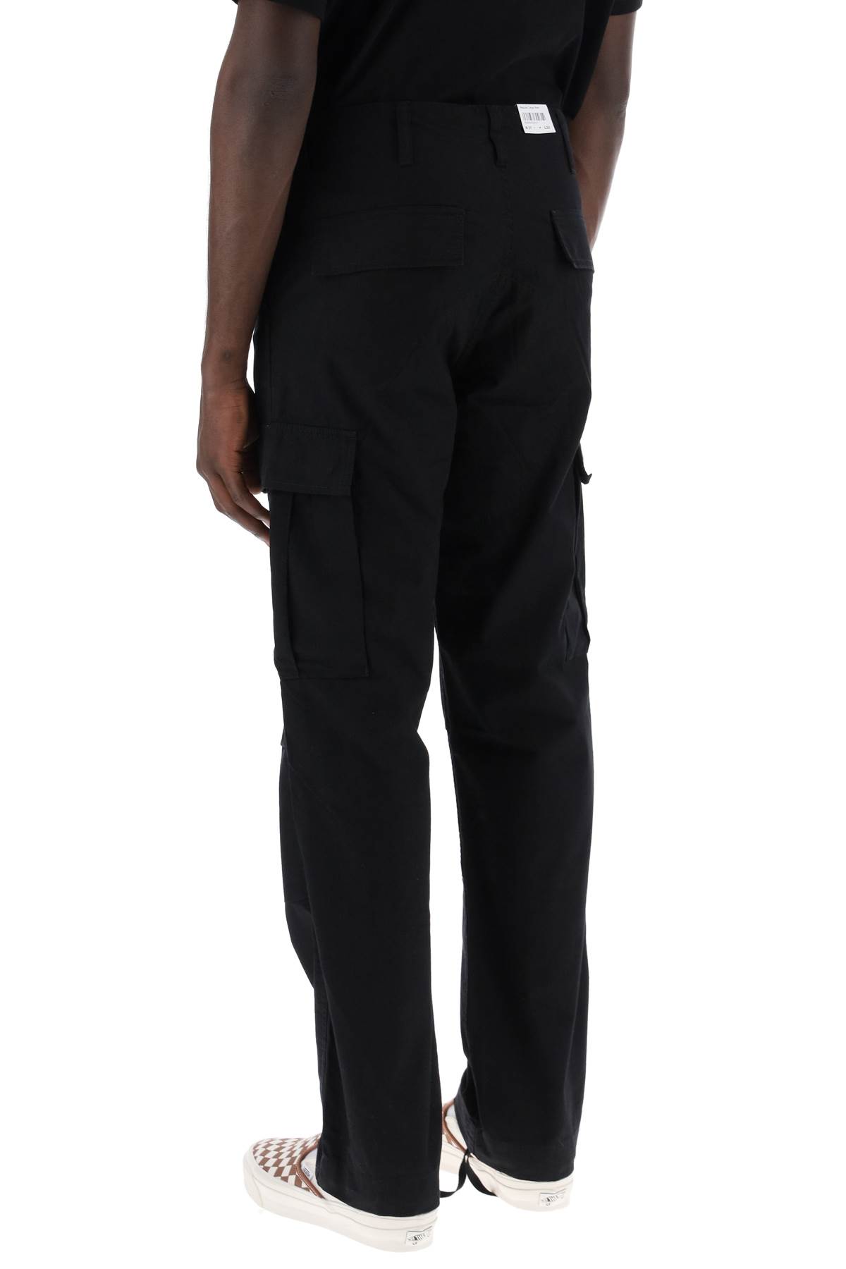 Carhartt Omens Black Kingston Logo-patch Cotton Cargo Trousers In Black