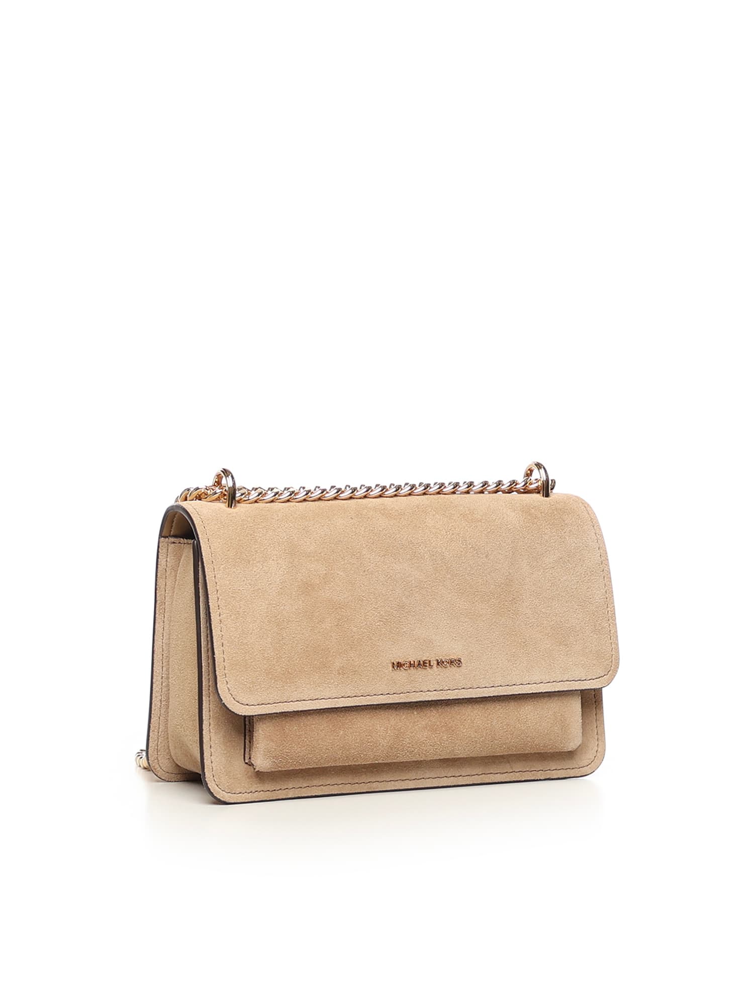 Michael Michael Kors Claire Suede Shoulder Bag In Brown