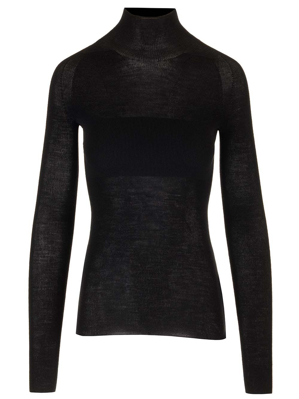 Shop Versace Merino Wool Turtleneck In Black