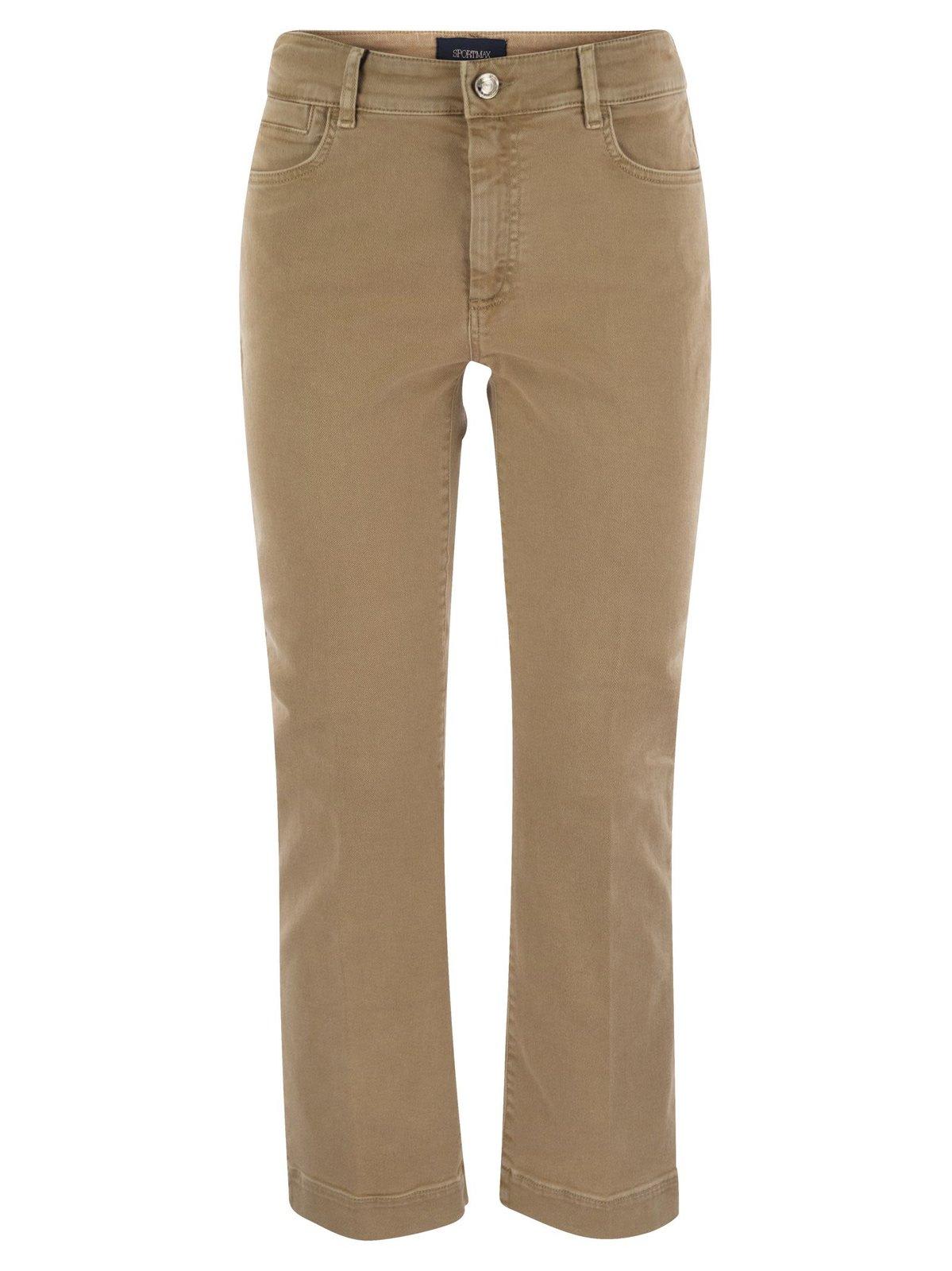 Shop Sportmax Logo Patch Straight Leg Jeans In Camel