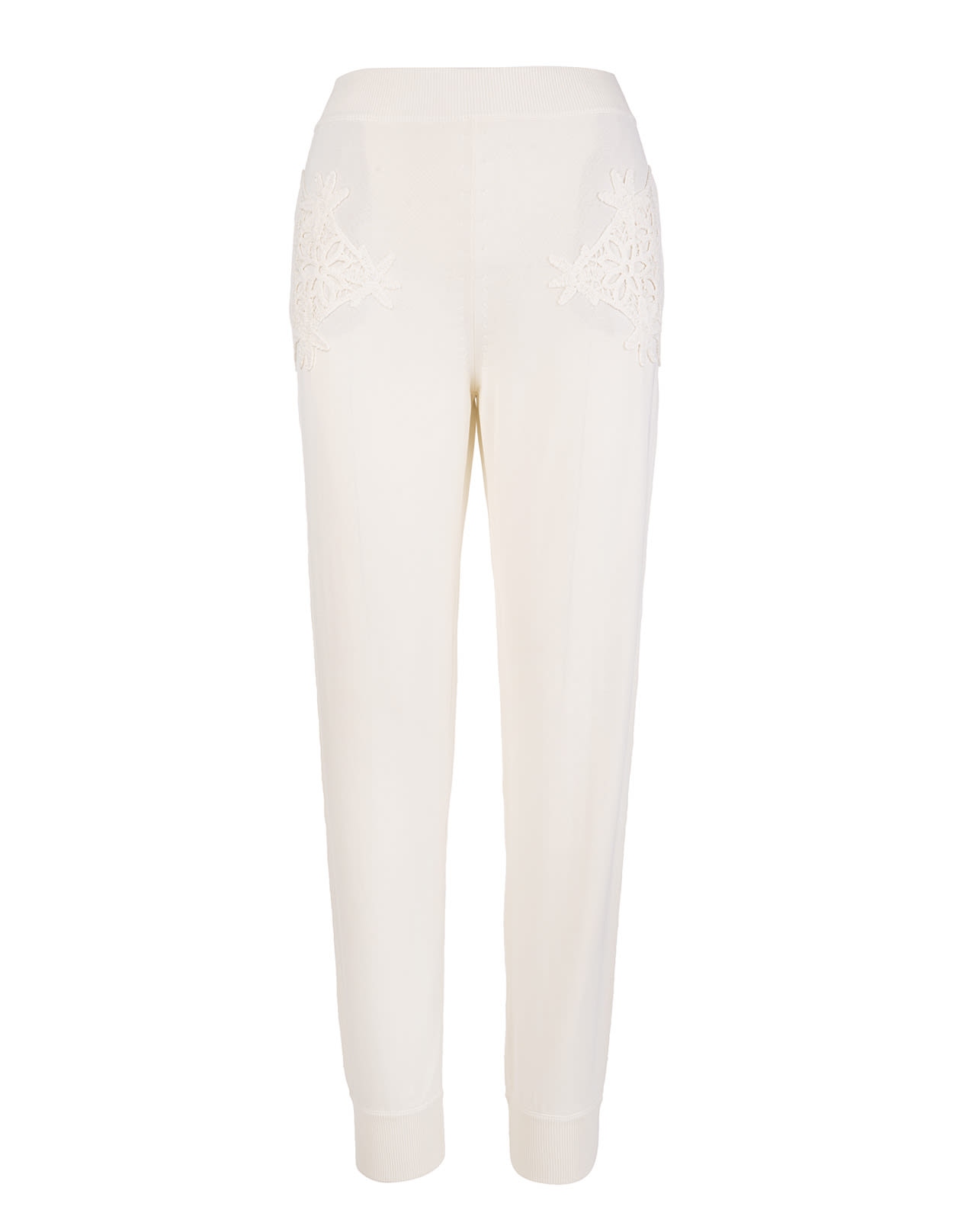Stella McCartney White Knitted Pant With Embroidery
