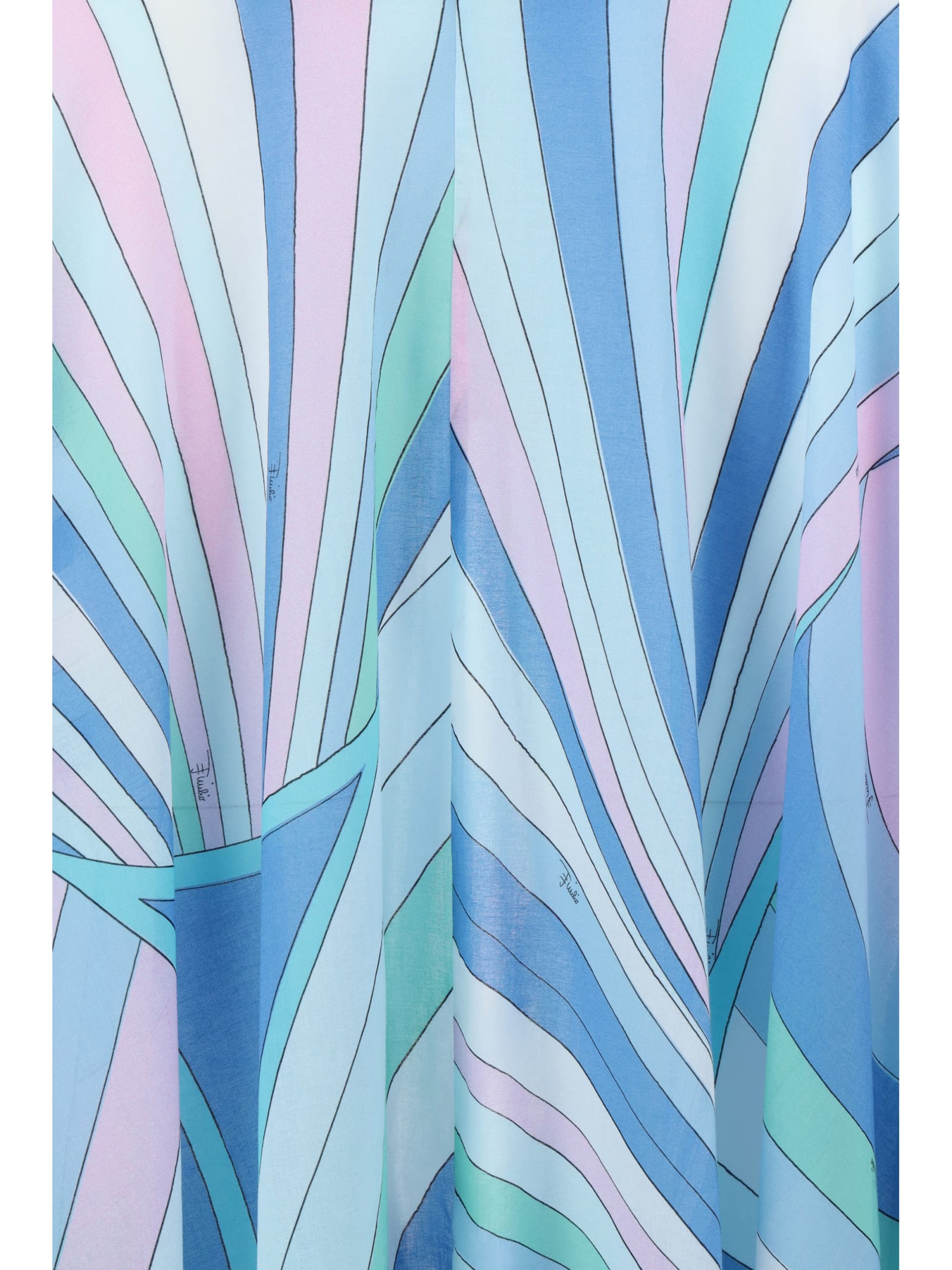 Shop Pucci Printed Long Skirt In Celeste/bianco