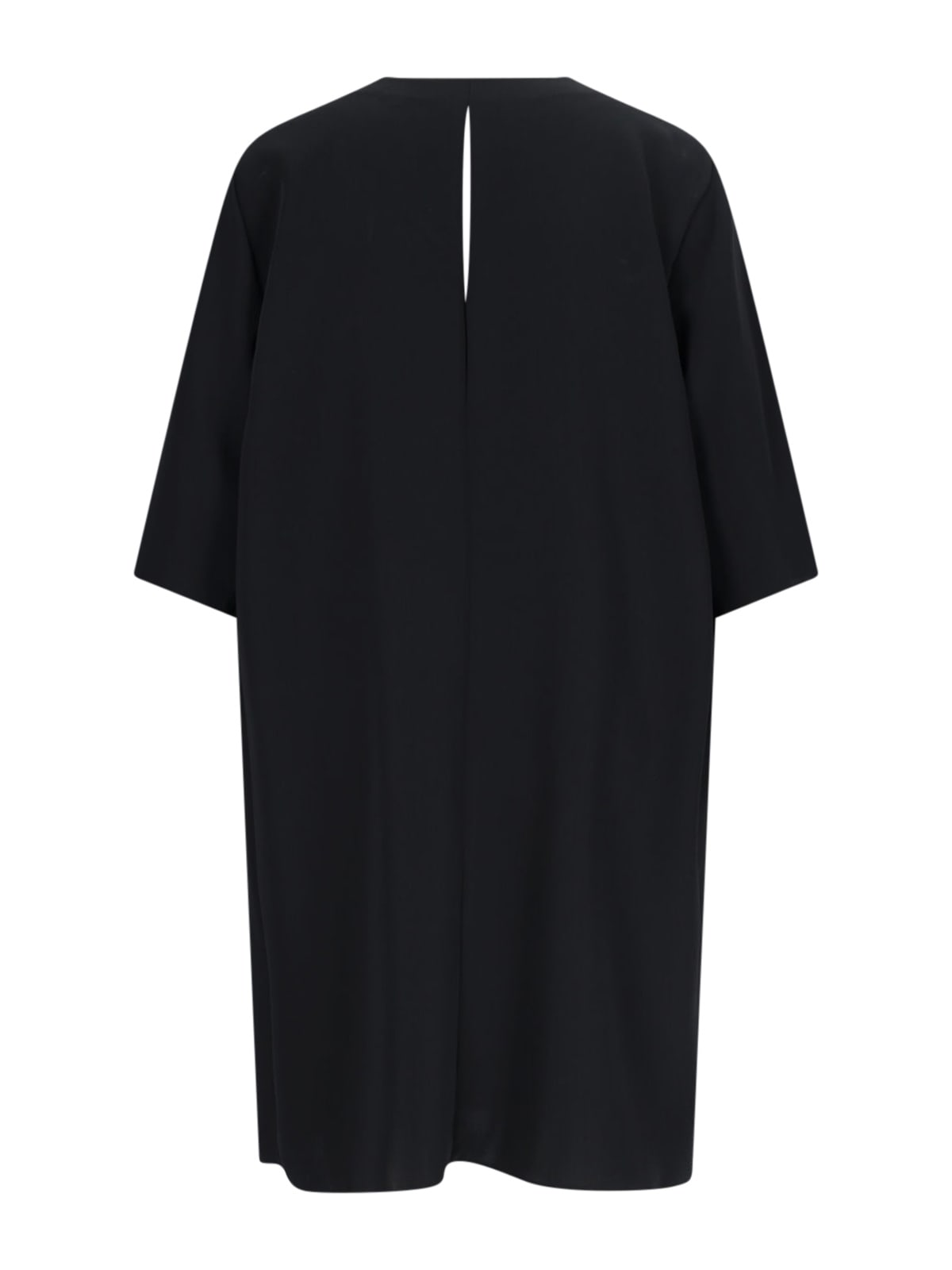 Shop Mm6 Maison Margiela V-neck Midi Dress In Black