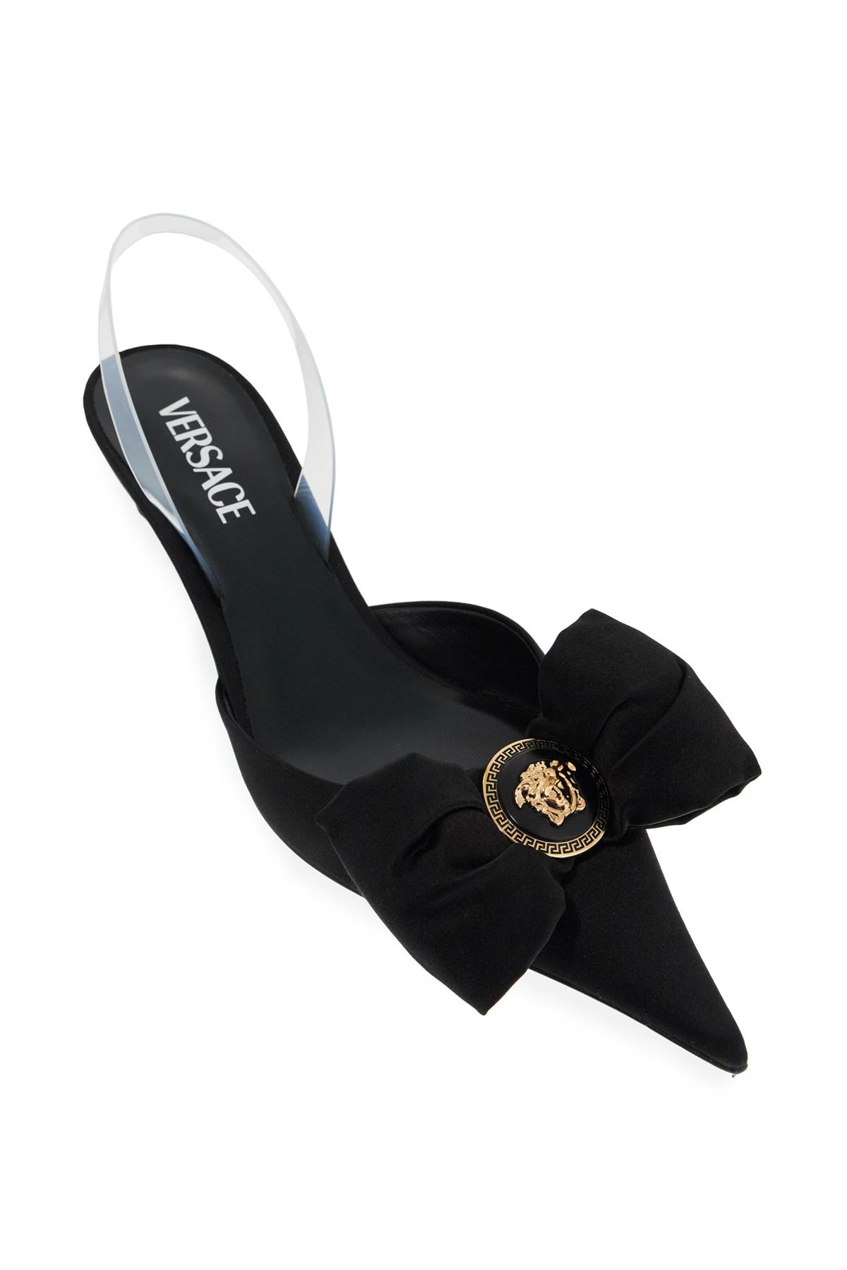 Shop Versace Slingback Alia In Black- Gold (black)