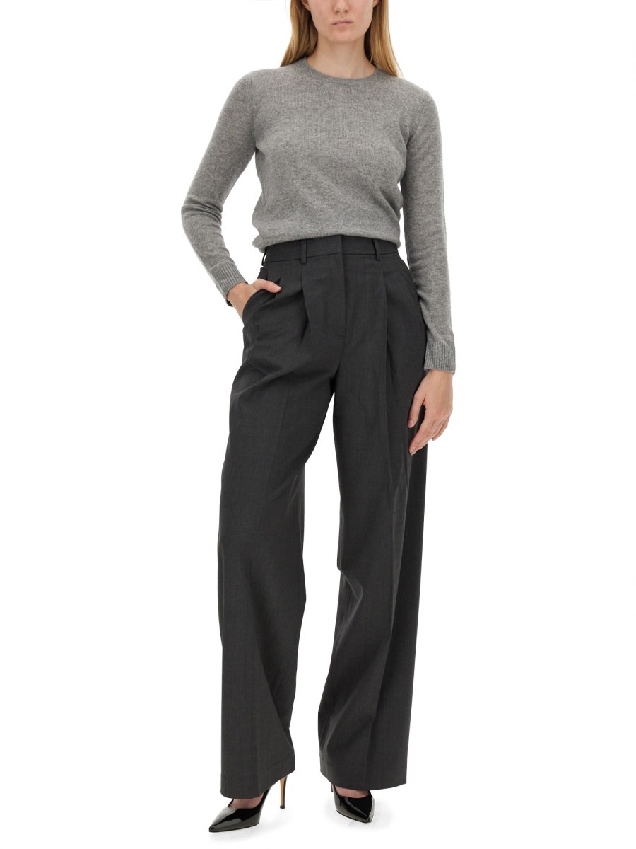 Shop Theory Wide Leg Pants In Grey