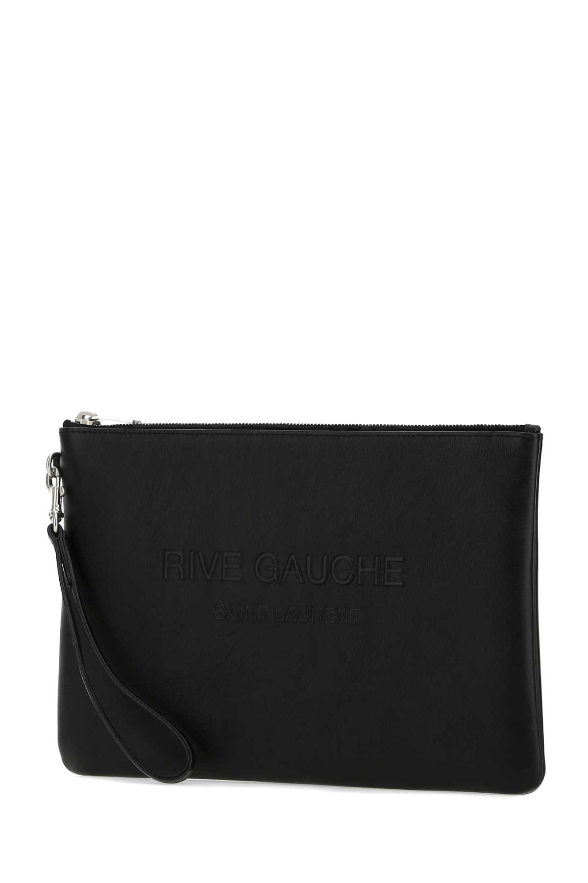 Shop Saint Laurent Black Leather Clutch In 1000