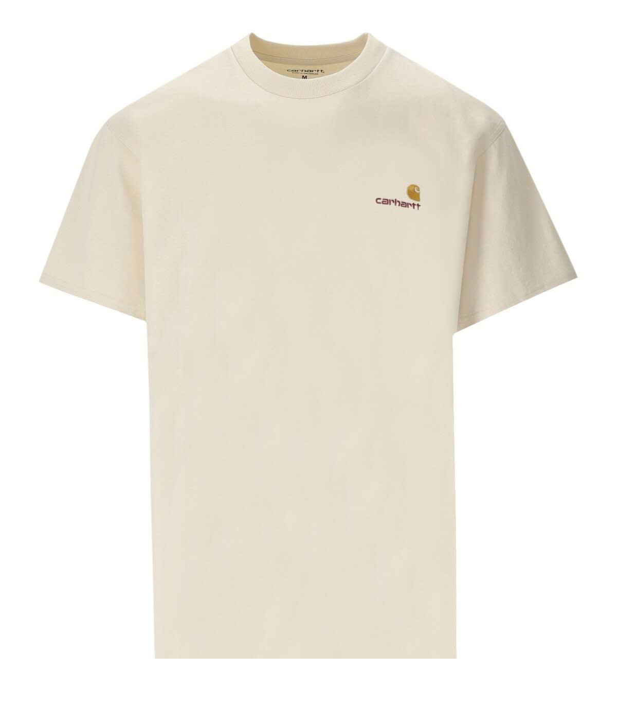 Carhartt Beige American Script T-shirt In Avorio