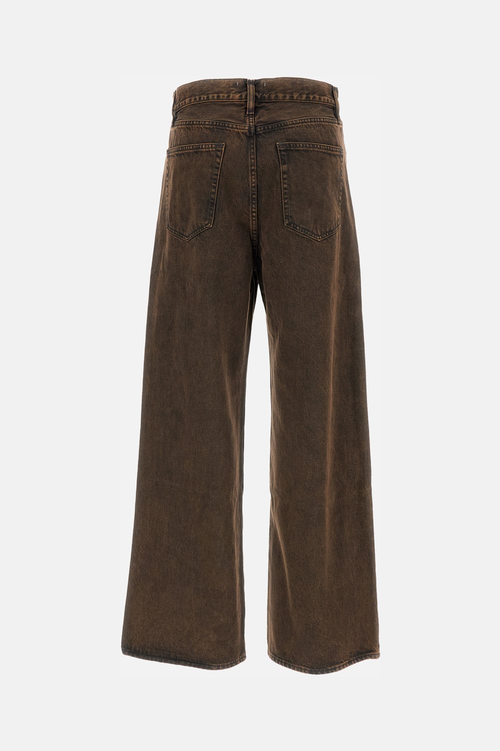 Frame The Collegiate Brown Jeans With Belt Loops And Wide Leg In Denim Woman In Brown