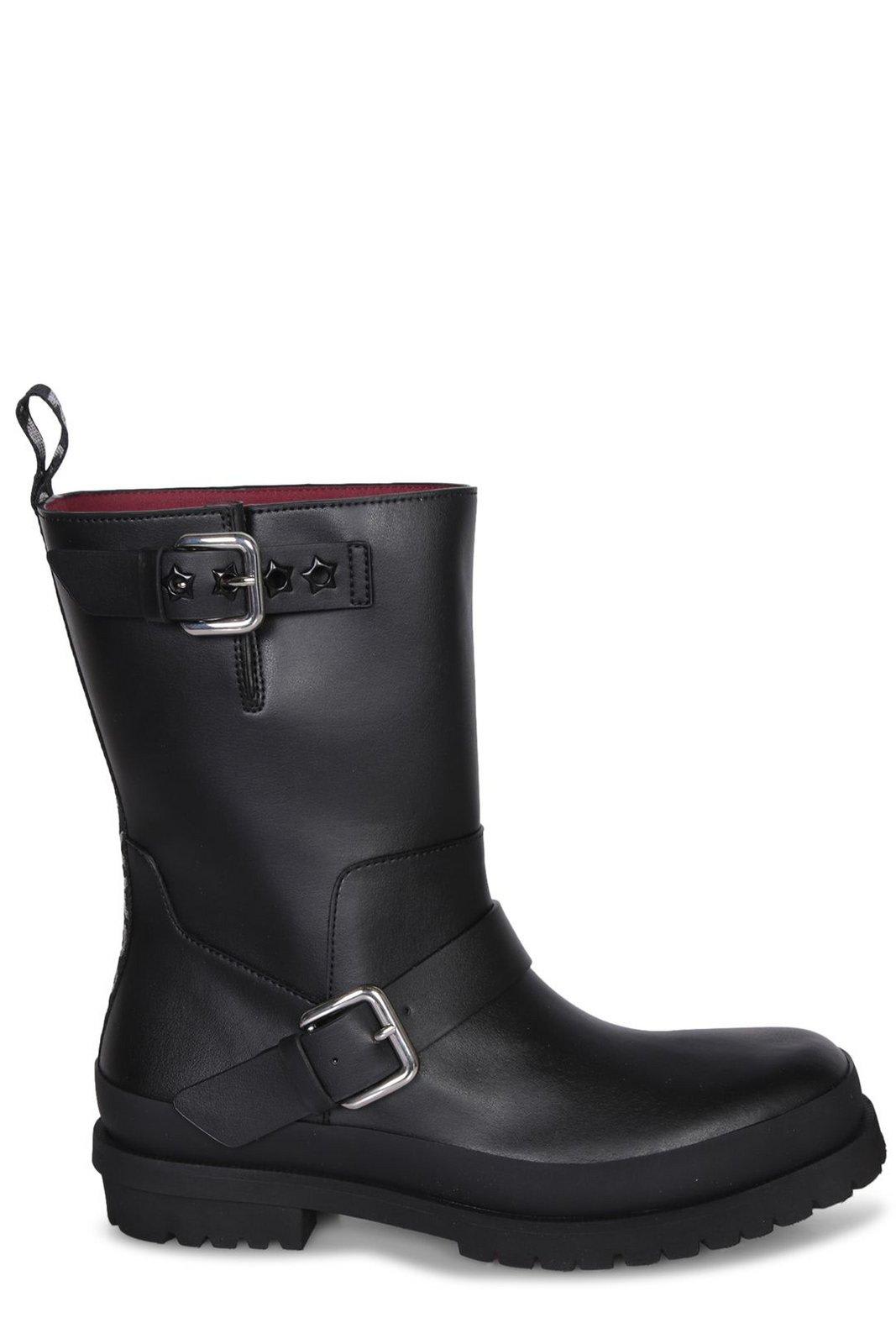 Shop Stella Mccartney Trace Buckle-strap Biker Boots In Black