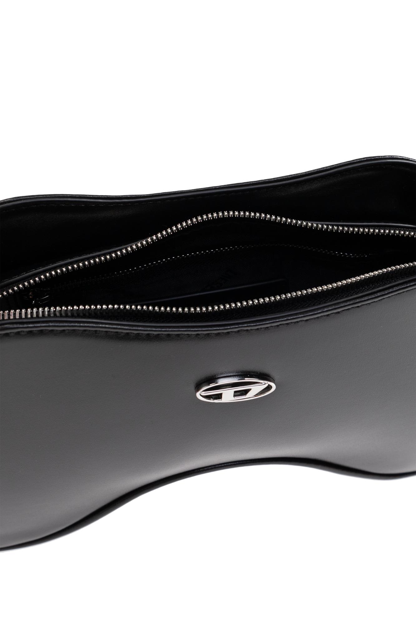 Diesel Curved Leather Handbag With Adjustable Strap