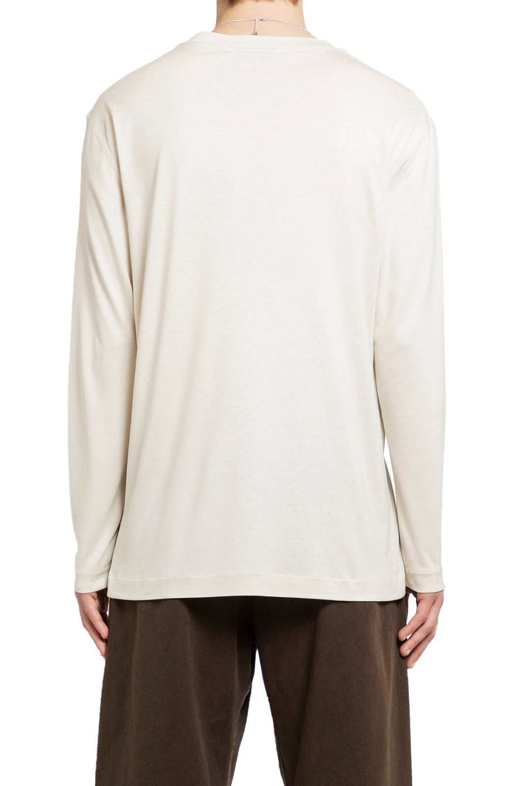 Shop Lemaire Long-sleeved Straight Hem T-shirt In Neutrals