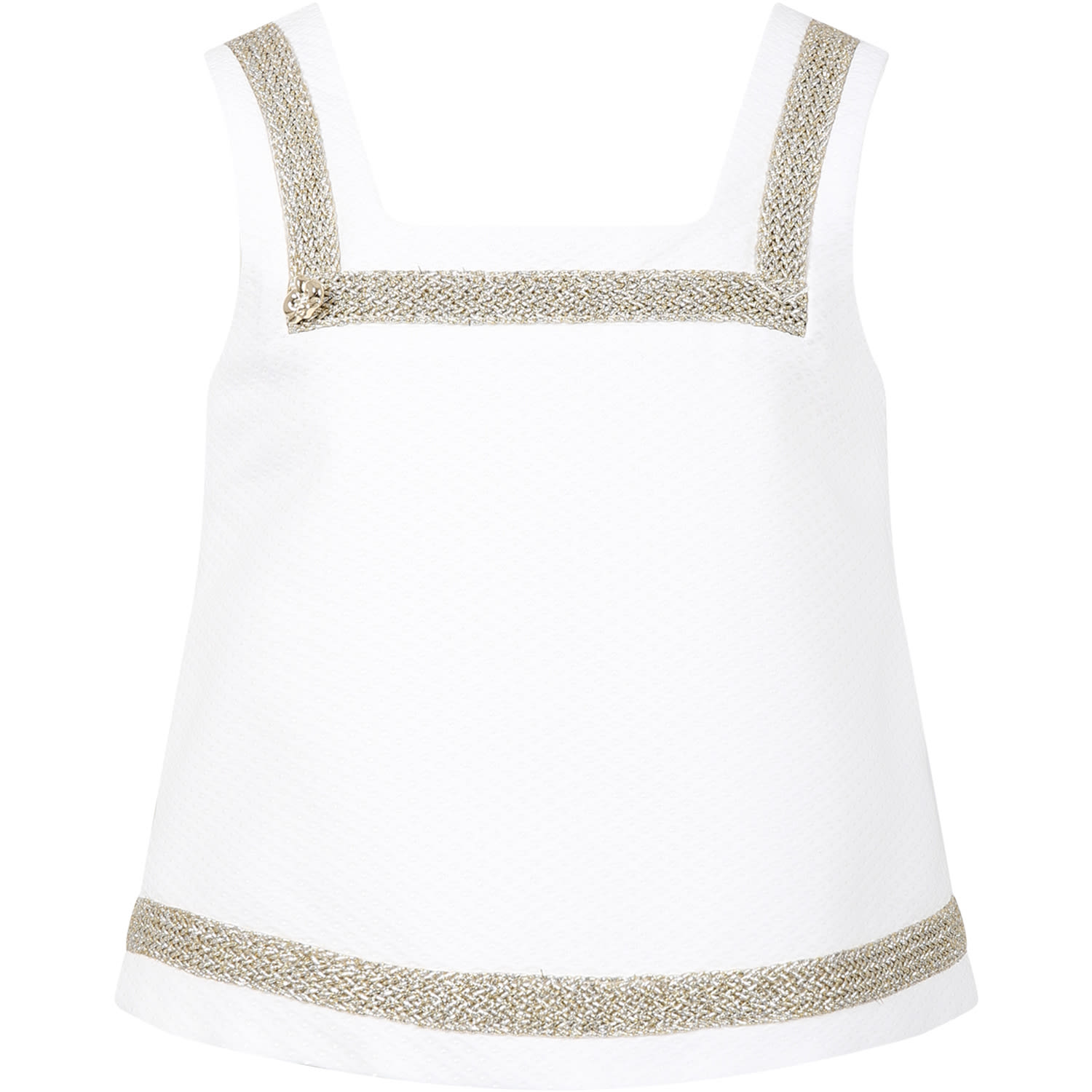 Genny Kids' White Top For Girl With Lurex Detail