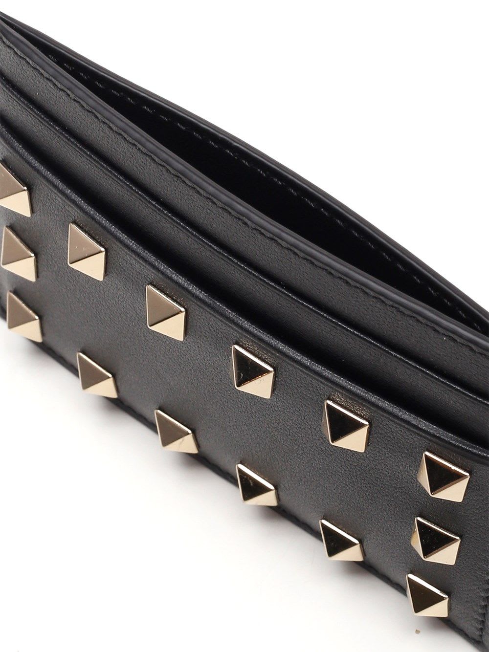 Valentino Rockstud Card Holder In Nero