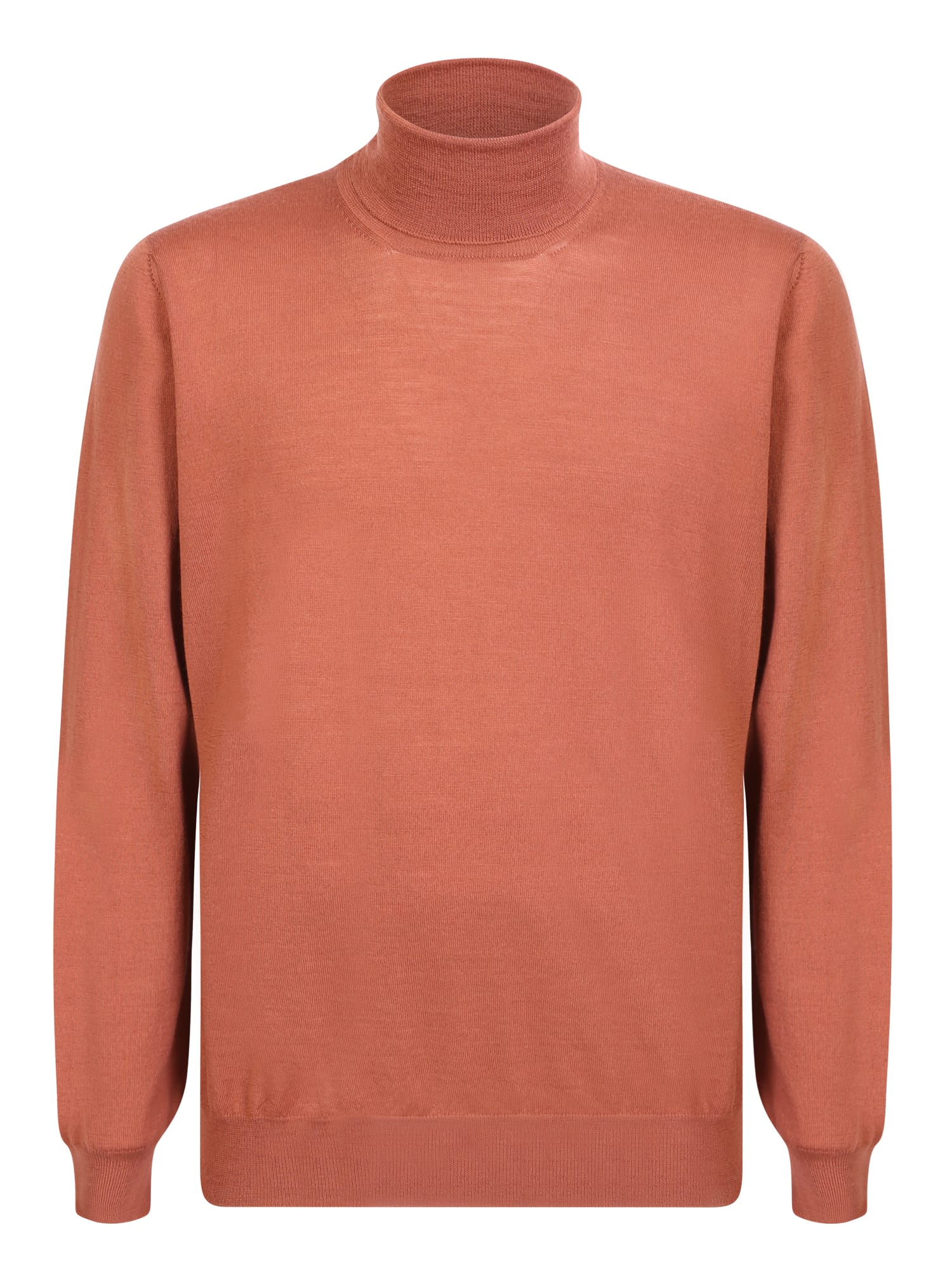 Shop Lardini High Neck Wool Sweater Salmon In Brown