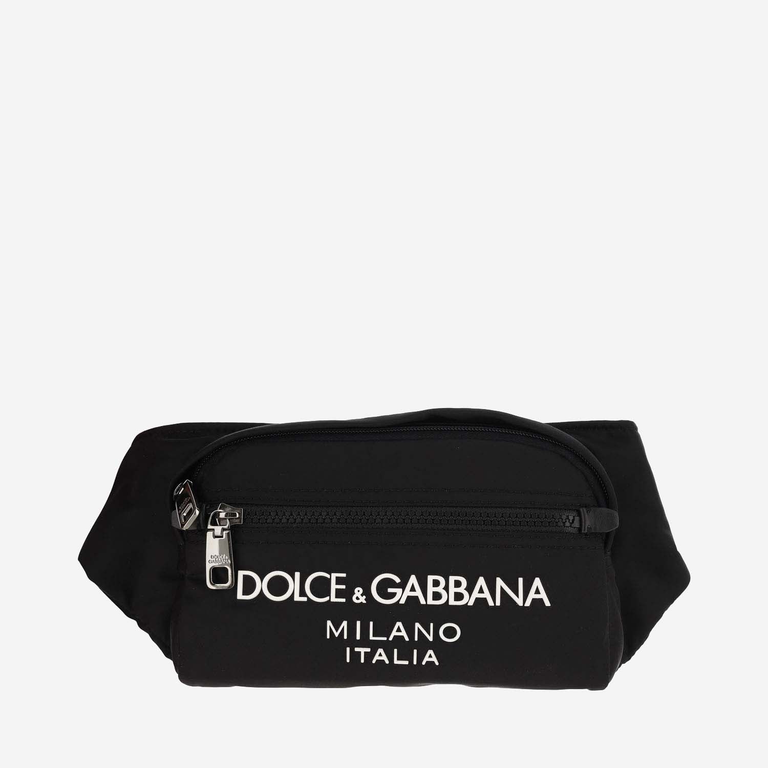 Shop Dolce & Gabbana Small Nylon Pouch With Rubberized Logo In Black