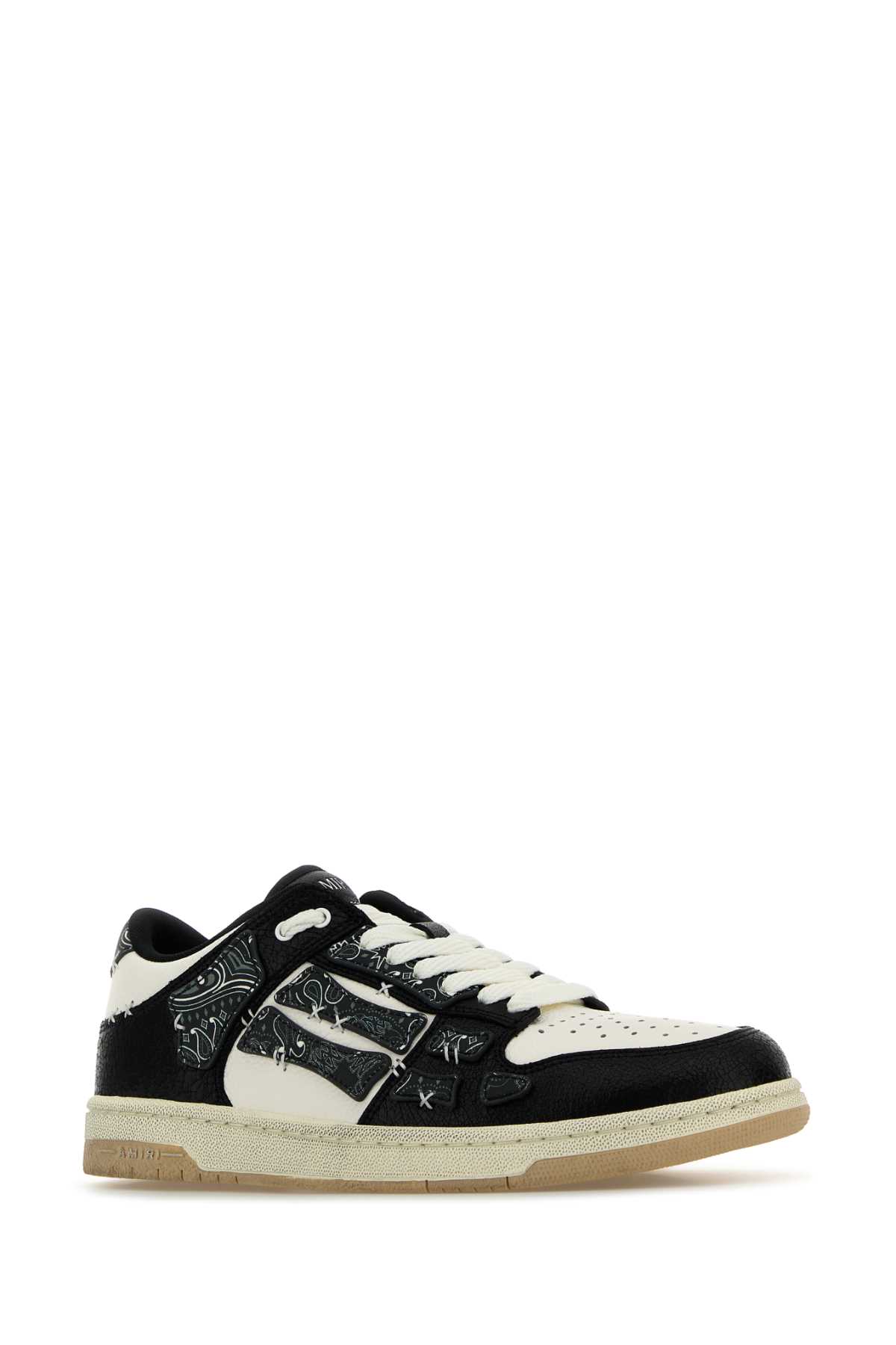 Amiri Skel Top Black Low Top Sneakers With Logo Patch On The Tongue And Logo Lettering On The Heel In Leat In Black