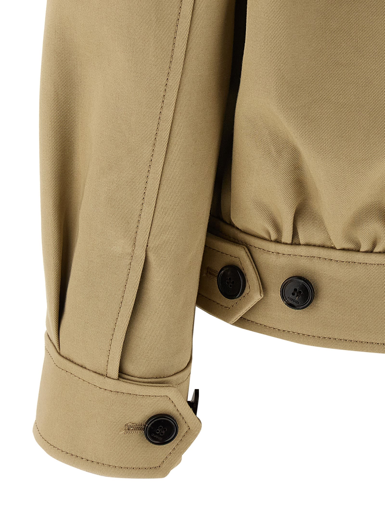 Gucci Cotton Bomber Jacket Casual Jackets And Parka Beige In Neutral