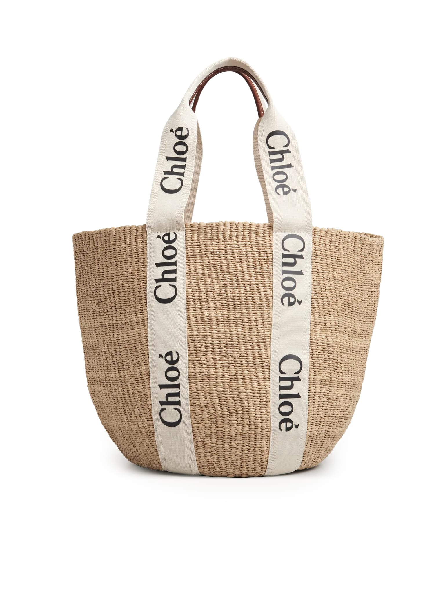 Chloé Woody Large Basket Bag In Natural Fibers