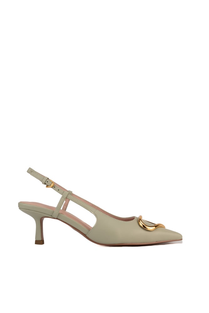Coccinelle Leather Pumps With Stiletto Heel In Celadon Green