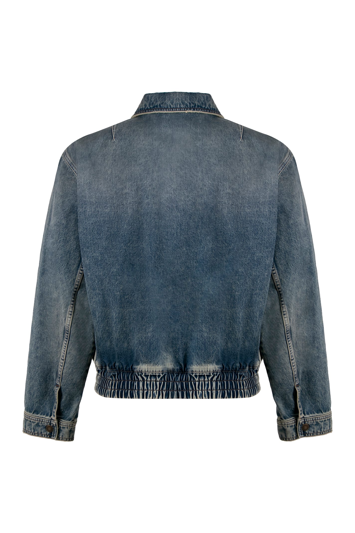 Dolce & Gabbana Blue Cotton Tag Denim Bomber Jacket In Blue