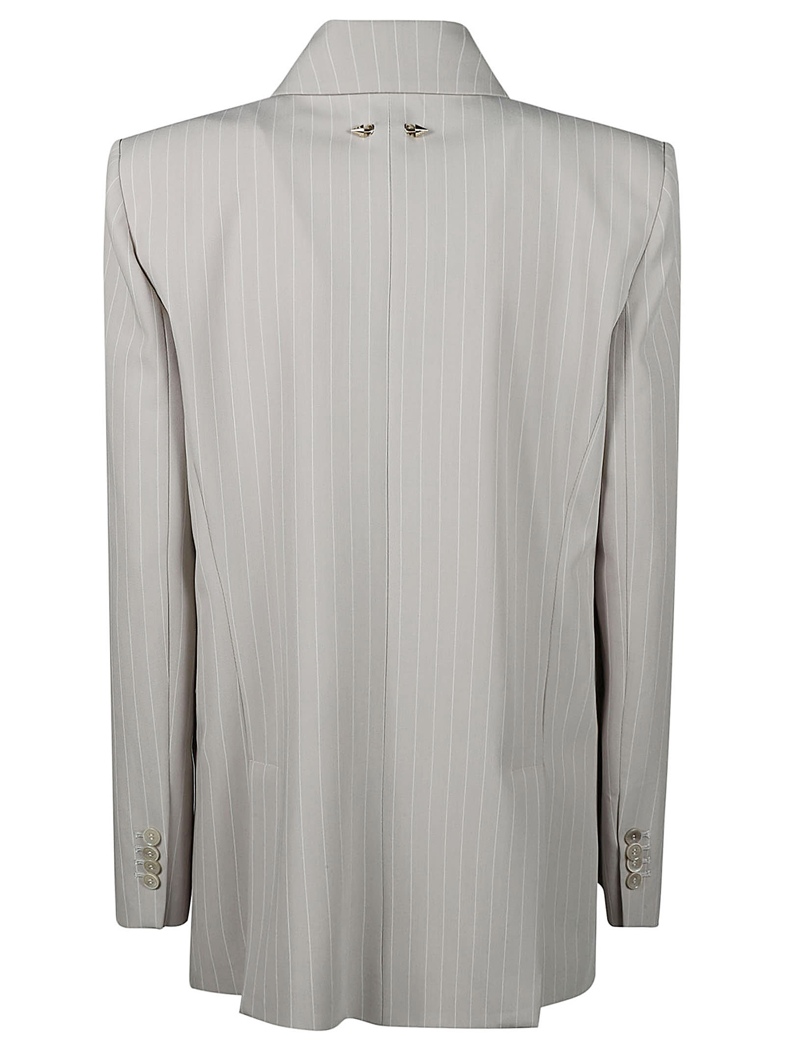 Shop Patrizia Pepe Blazer In Utopia Gray Stripes