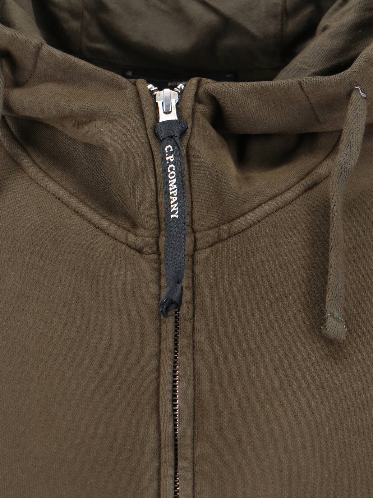 C.p. Company Men Sweatshirts Hooded Open In Brushed Emerized Diagonal Fleece In Green