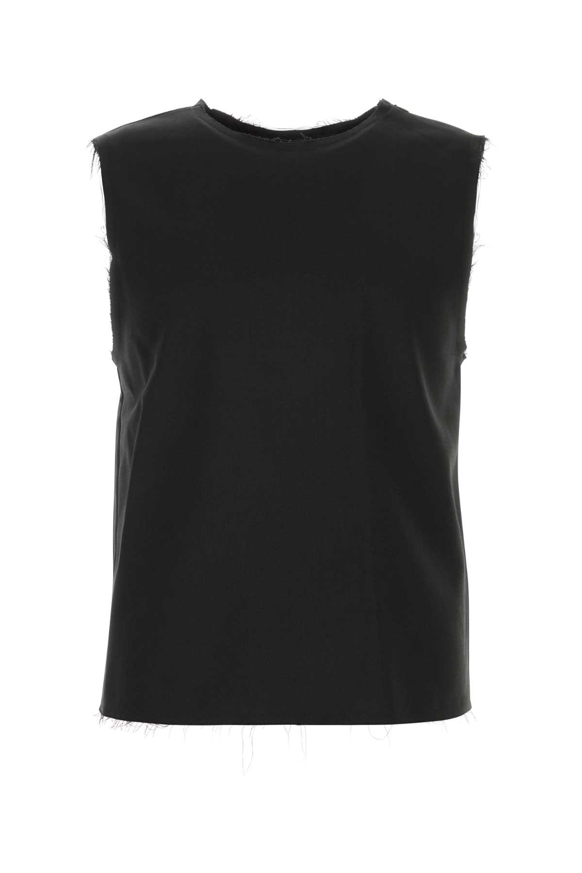 Black Stretch Polyester Blend Tell Tank Top